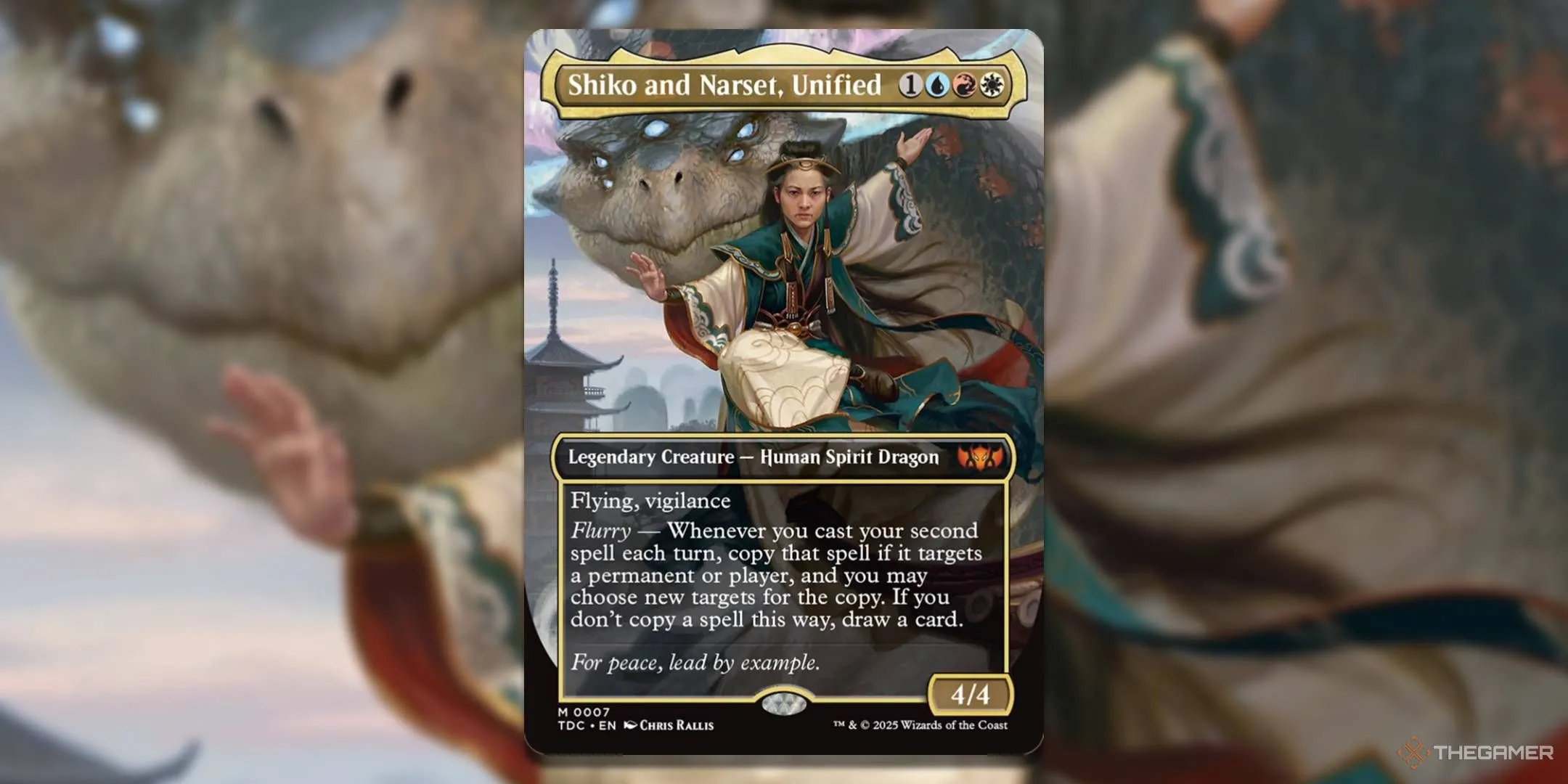 Lá bài Narset, Enlightened Master MTG, minh họa chiến thuật Flurry của Commander deck Jeskai Striker với các phép thuật giá rẻ.