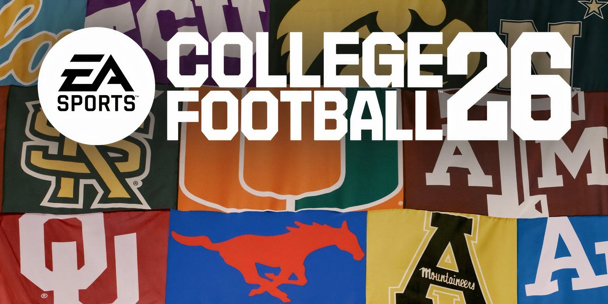 Màn hình chính của College Football 26, hiển thị logo và một số lựa chọn chế độ chơi, mang lại cái nhìn tổng quan về giao diện game