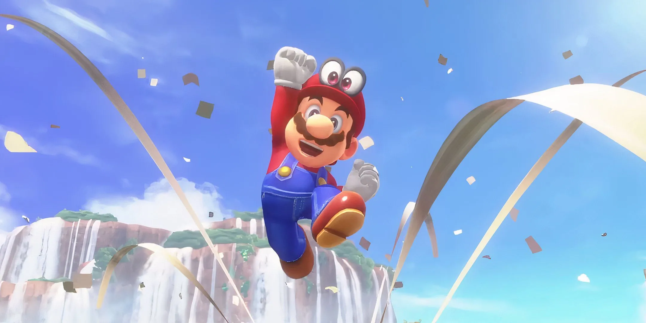Mario nhảy múa vui vẻ trong trailer Super Mario Odyssey, biểu tượng game kinh điển với câu nói &quot;It's-A Me, Mario!&quot;.