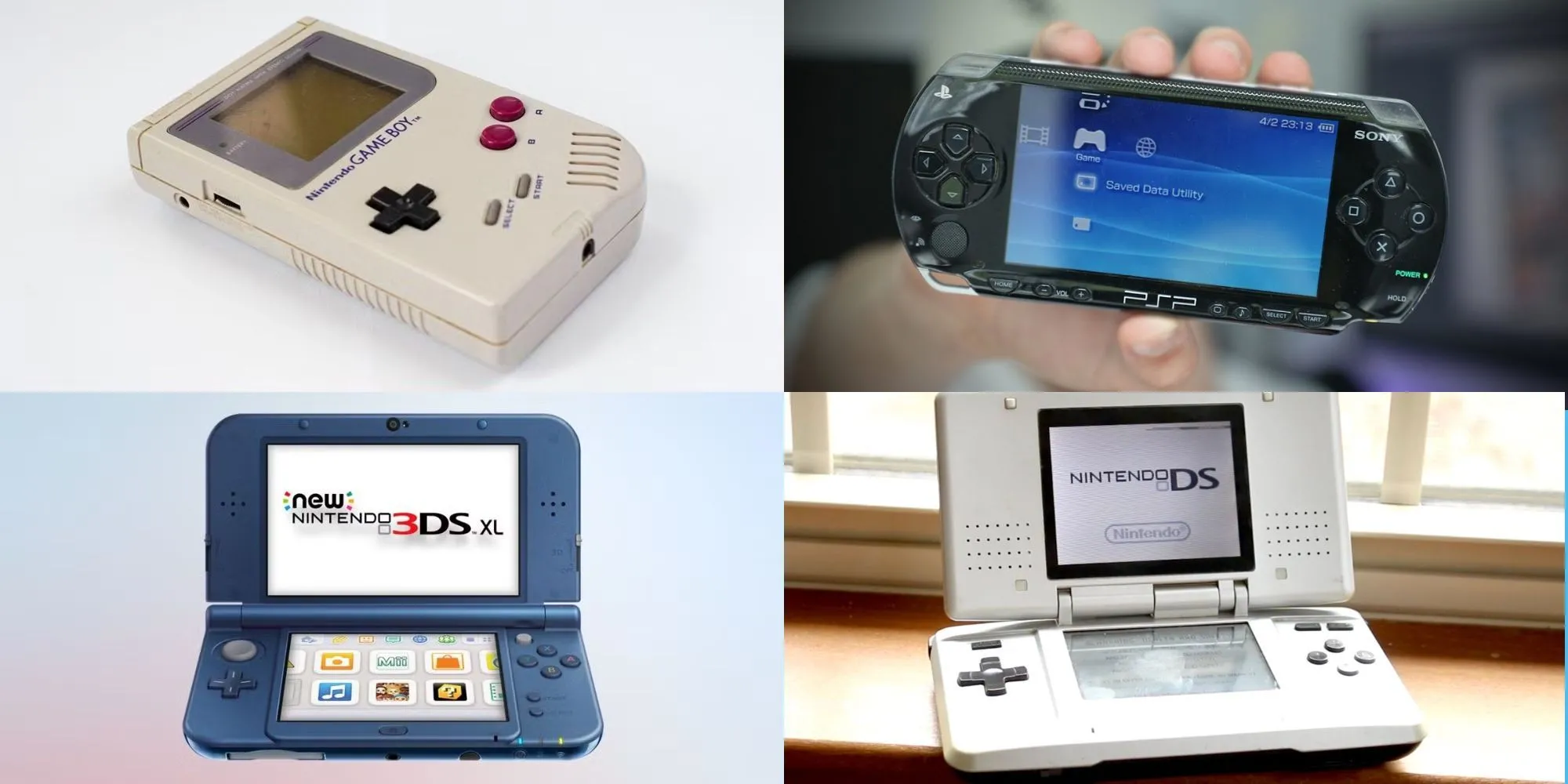 Máy chơi game cầm tay PSP cùng Game Boy và New 3DS XL, biểu tượng của sự cạnh tranh thị phần console di động