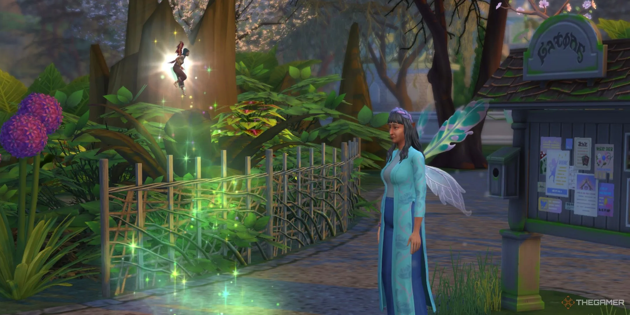 Một Sim nhỏ lại để chữa bệnh trong The Sims 4 Enchanted By Nature.