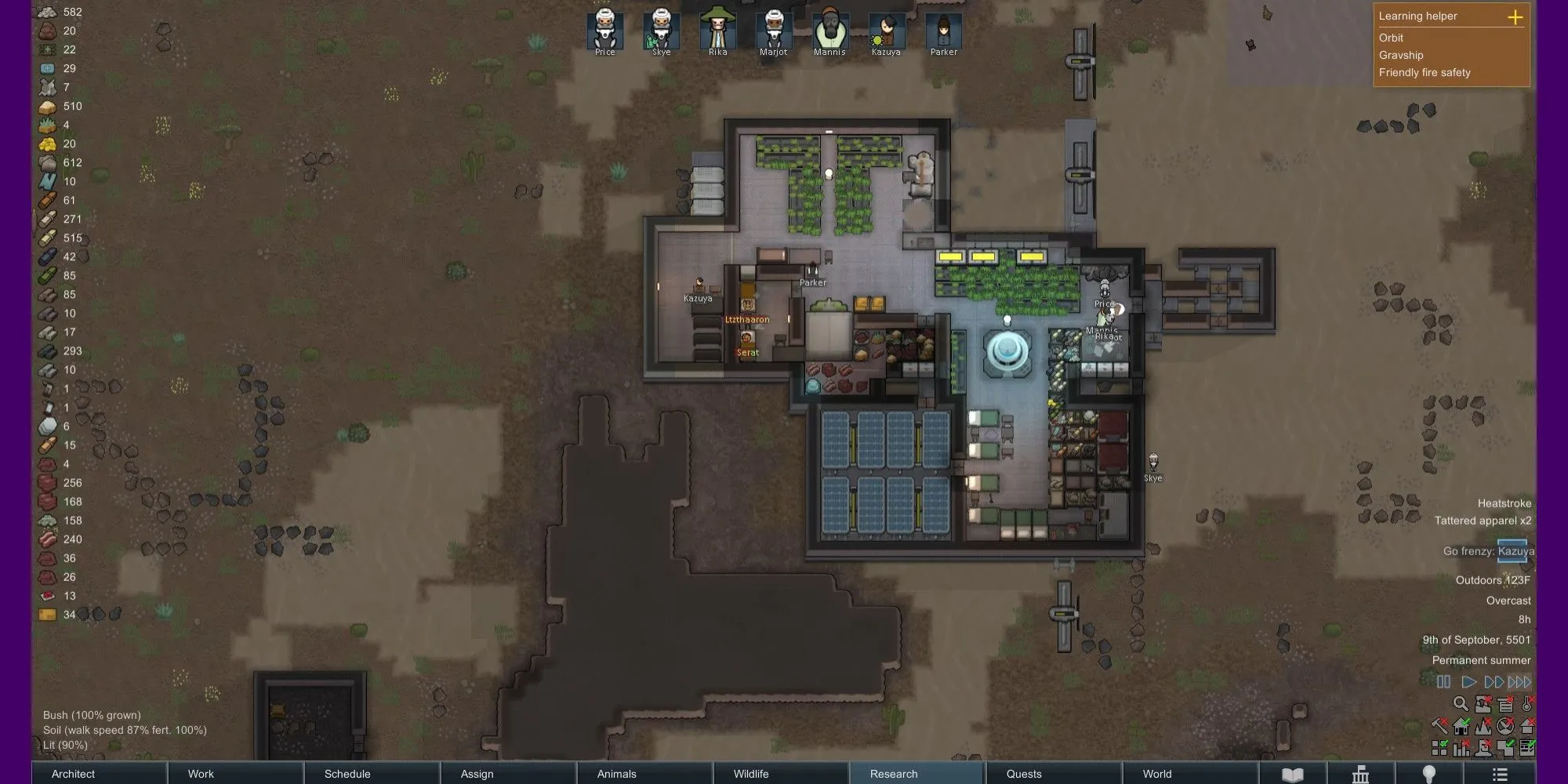 Một thuộc địa RimWorld di động được hỗ trợ bởi nhiều bể thủy canh, nhấn mạnh tầm quan trọng của tự cung tự cấp tài nguyên