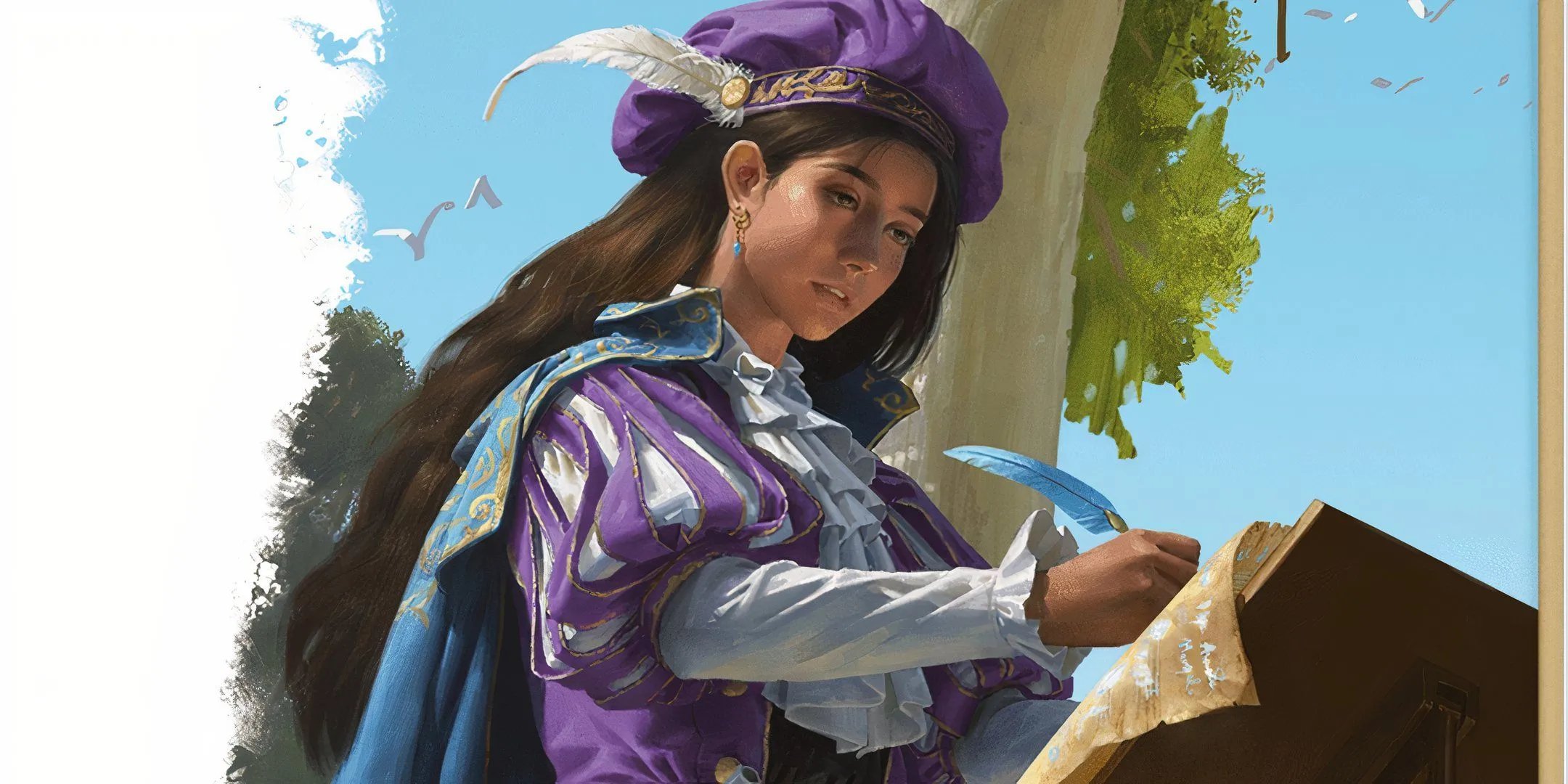 Người chơi Bard đang ghi chép trong D&amp;D, biểu tượng cho sự cân bằng và cẩn trọng