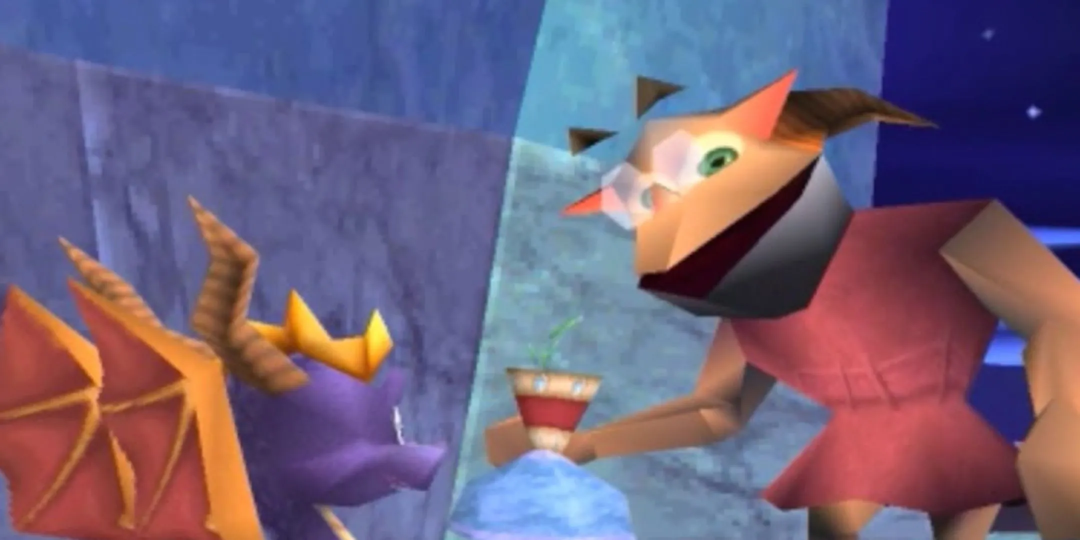 Nhà giả kim và Spyro trong một nhiệm vụ hộ tống ở Spyro 2