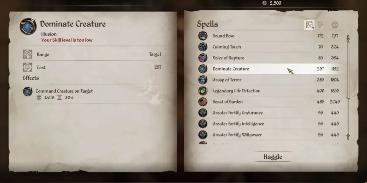 Phép Dominate Creature biến quái vật thành đồng minh tạm thời trong Oblivion Remastered