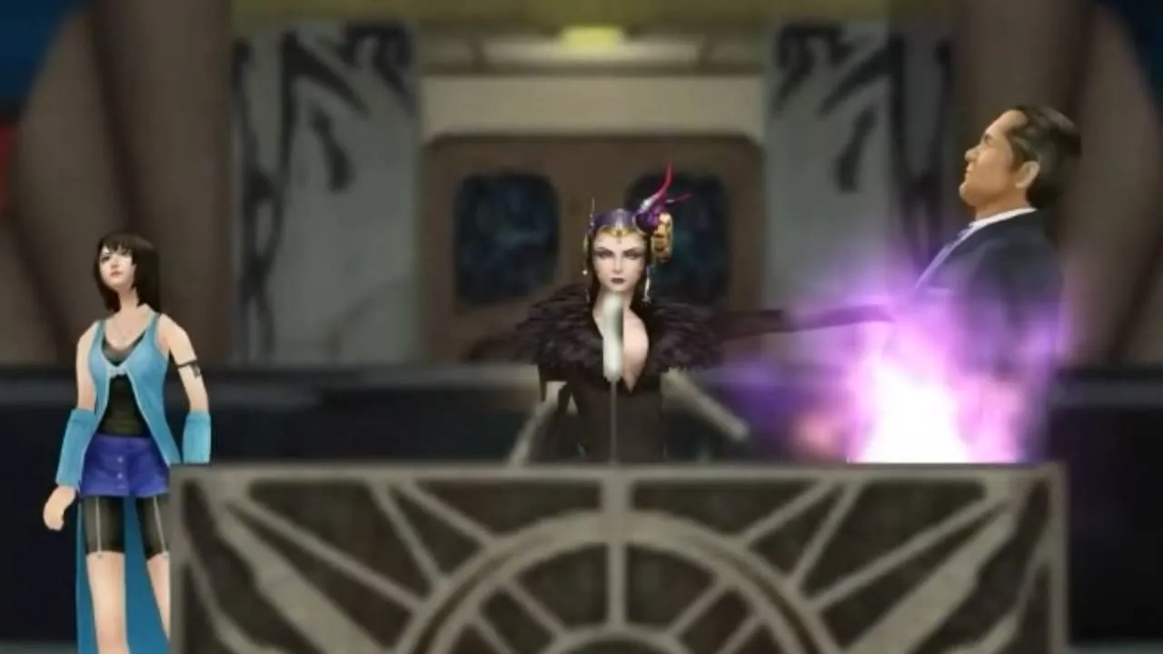 Phù thủy Edea ra tay sát hại Tổng thống Vinzer Deling trong Final Fantasy VIII.
