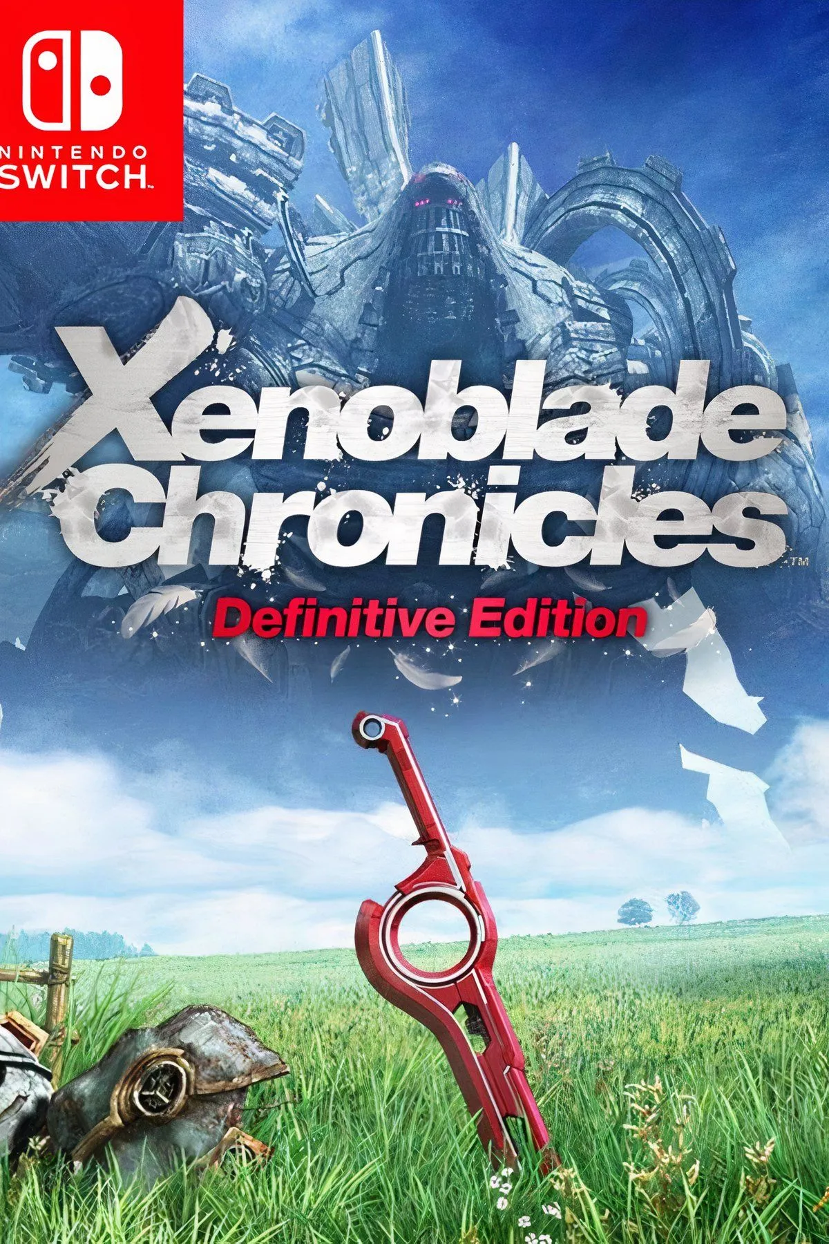 Shulk và nhóm bạn trong Xenoblade Chronicles chiến đấu với quái vật khổng lồ trên Bionis