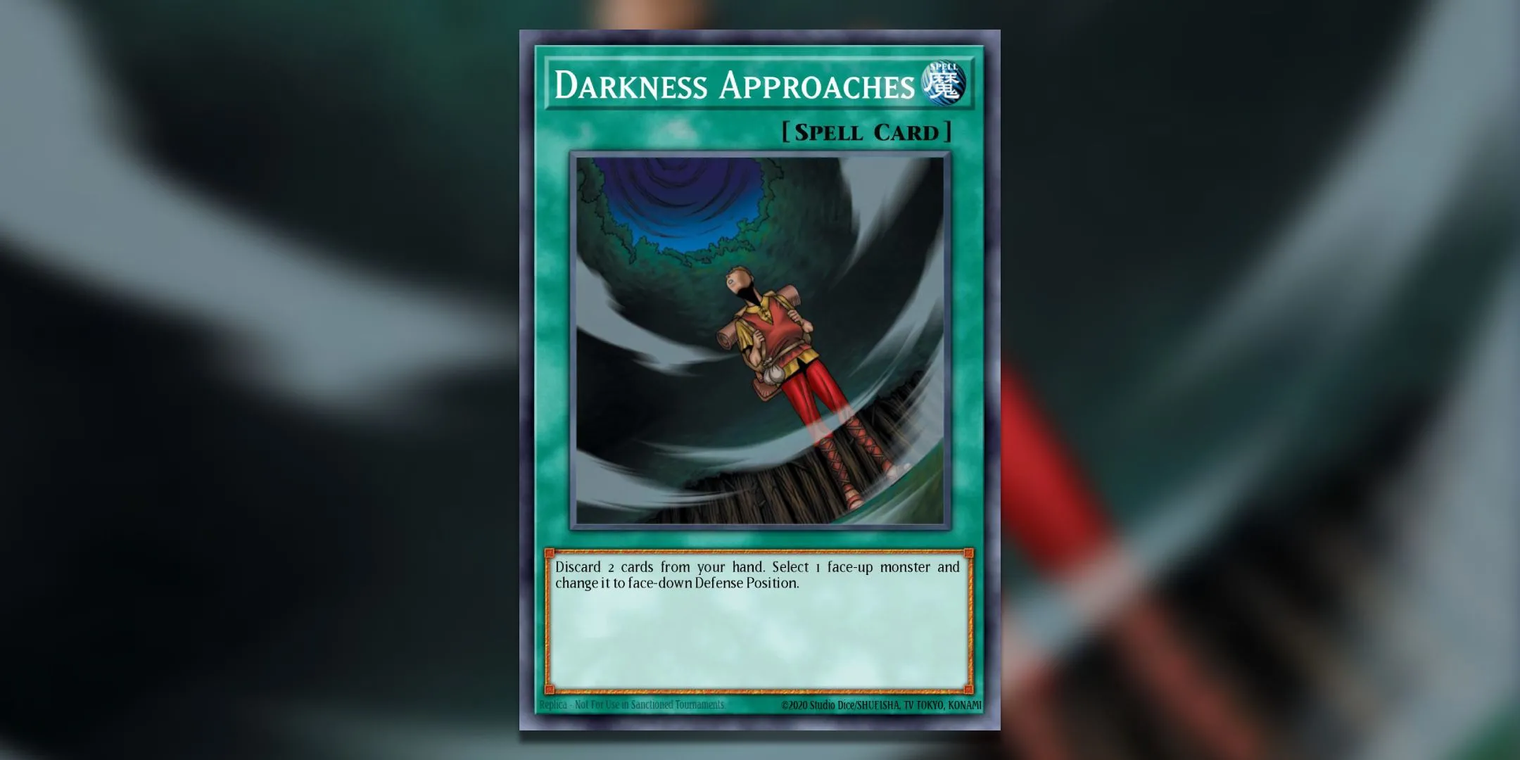 Thẻ bài Phép thuật Darkness Approaches trước errata, gây ra các vấn đề luật liên quan đến thế tấn công úp.