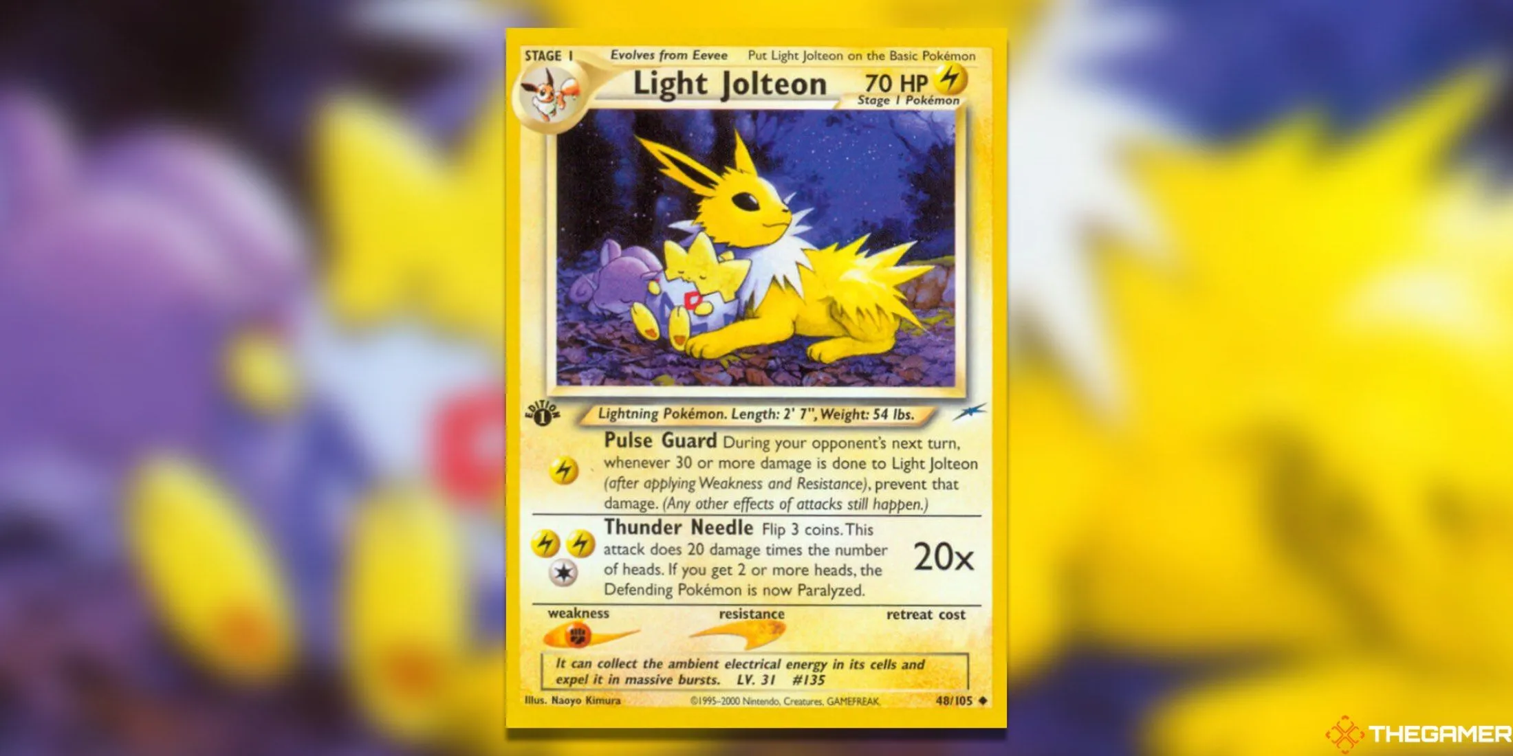 Thẻ bài Pokemon TCG Light Jolteon First Edition từ Neo Destiny kèm theo Togepi đáng yêu