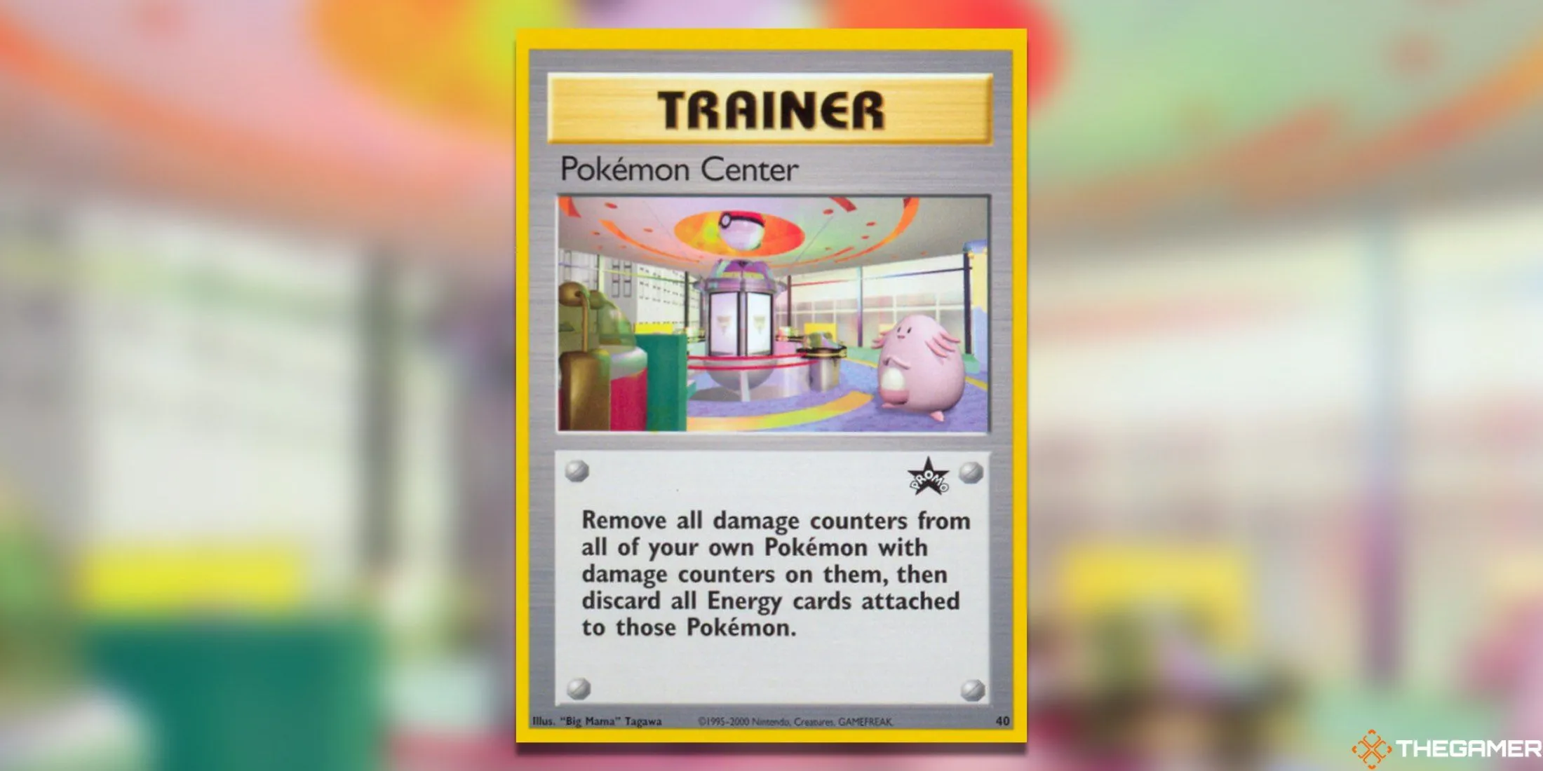 Thẻ bài promo Pokemon Center WoTC, thẻ bài promo đắt giá nhất, phát hành cùng Lucky Stadium tại New York Pokemon Center.