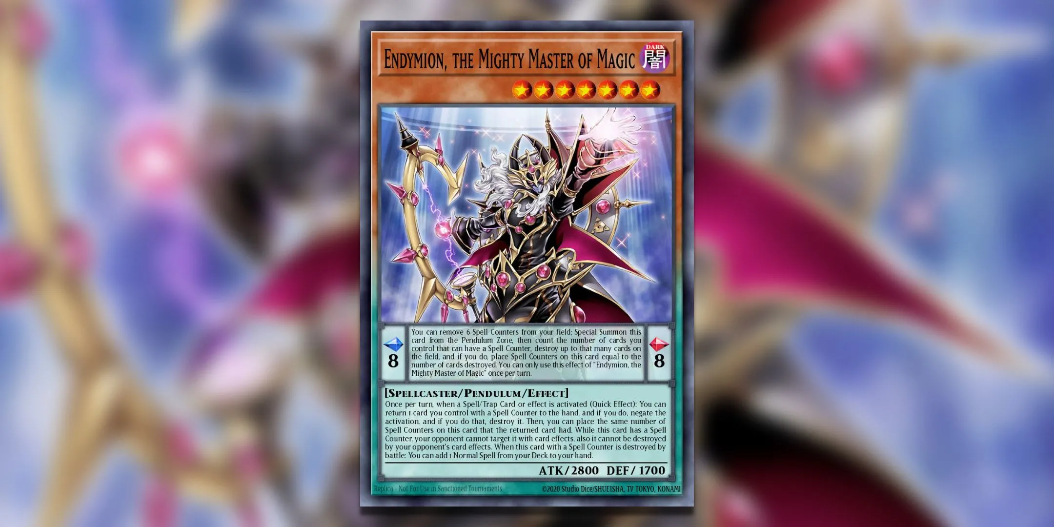Thẻ bài Quái vật Pendulum Endymion, The Mighty Master of Magic với văn bản hiệu ứng dài nhất Yu-Gi-Oh!.
