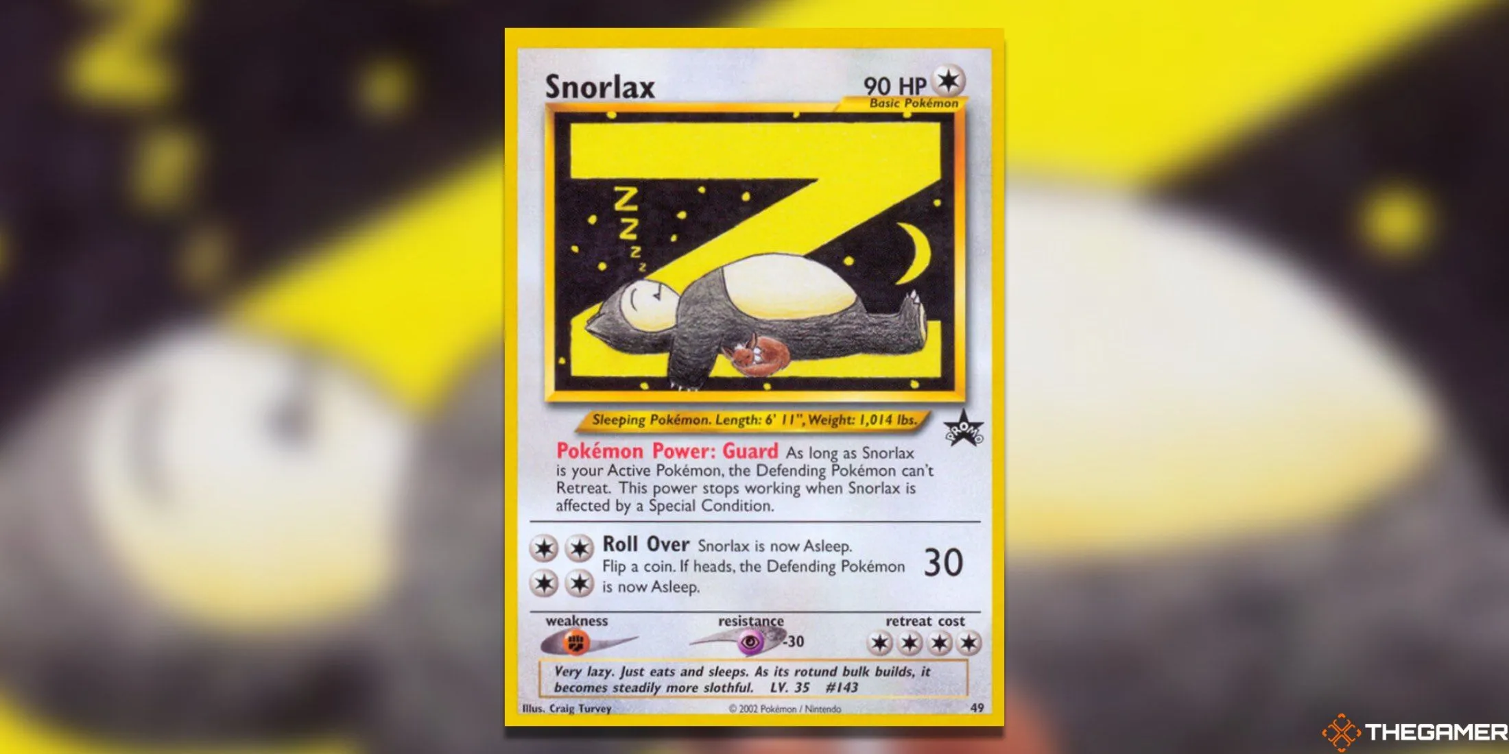Thẻ bài Snorlax promo WoTC giá trị nhất trong Pokemon TCG, thể hiện sự thư thái đặc trưng của Pokemon này.