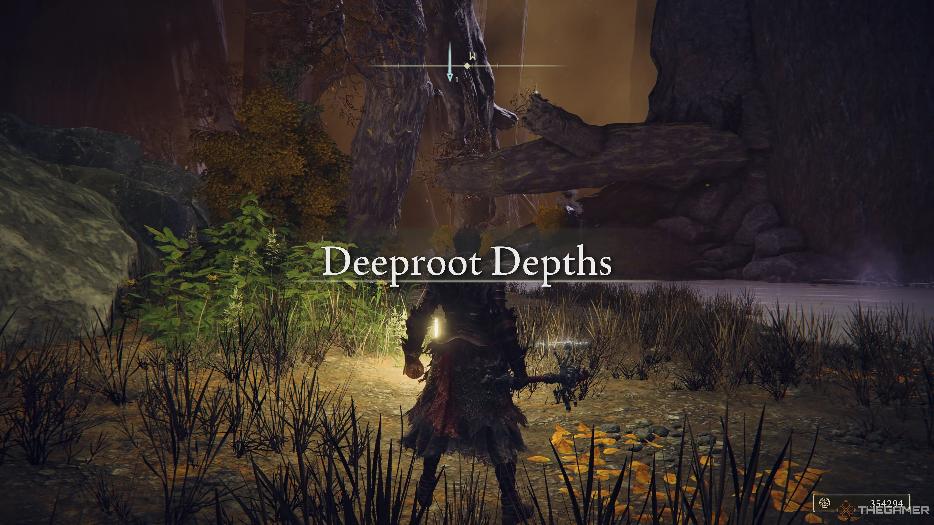 The Tarnished đứng trong Deeproot Depths của Elden Ring