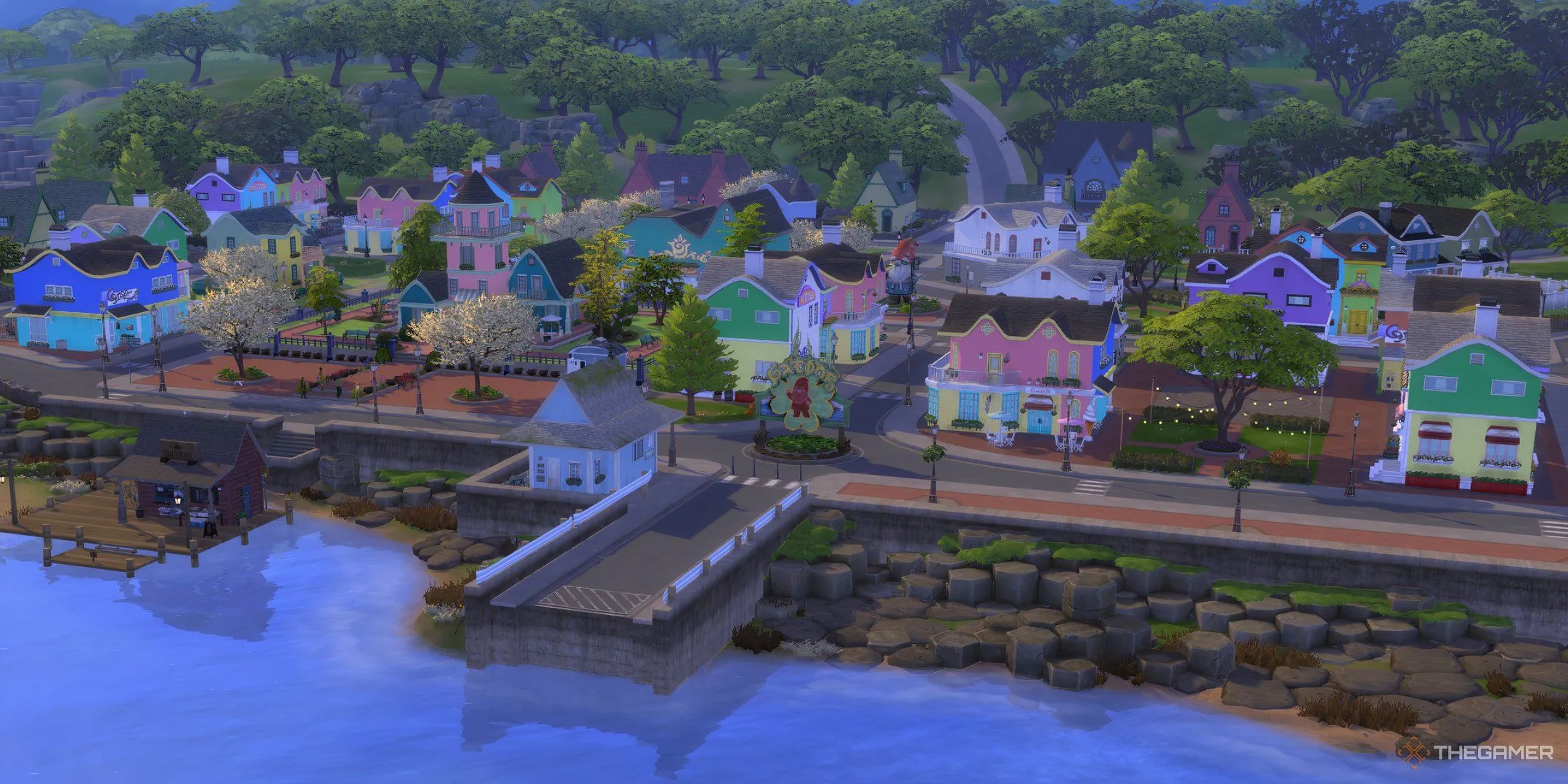 Toàn cảnh khu Coast of Adhmor xanh mướt trong thế giới Innisgreen của The Sims 4 Enchanted By Nature.