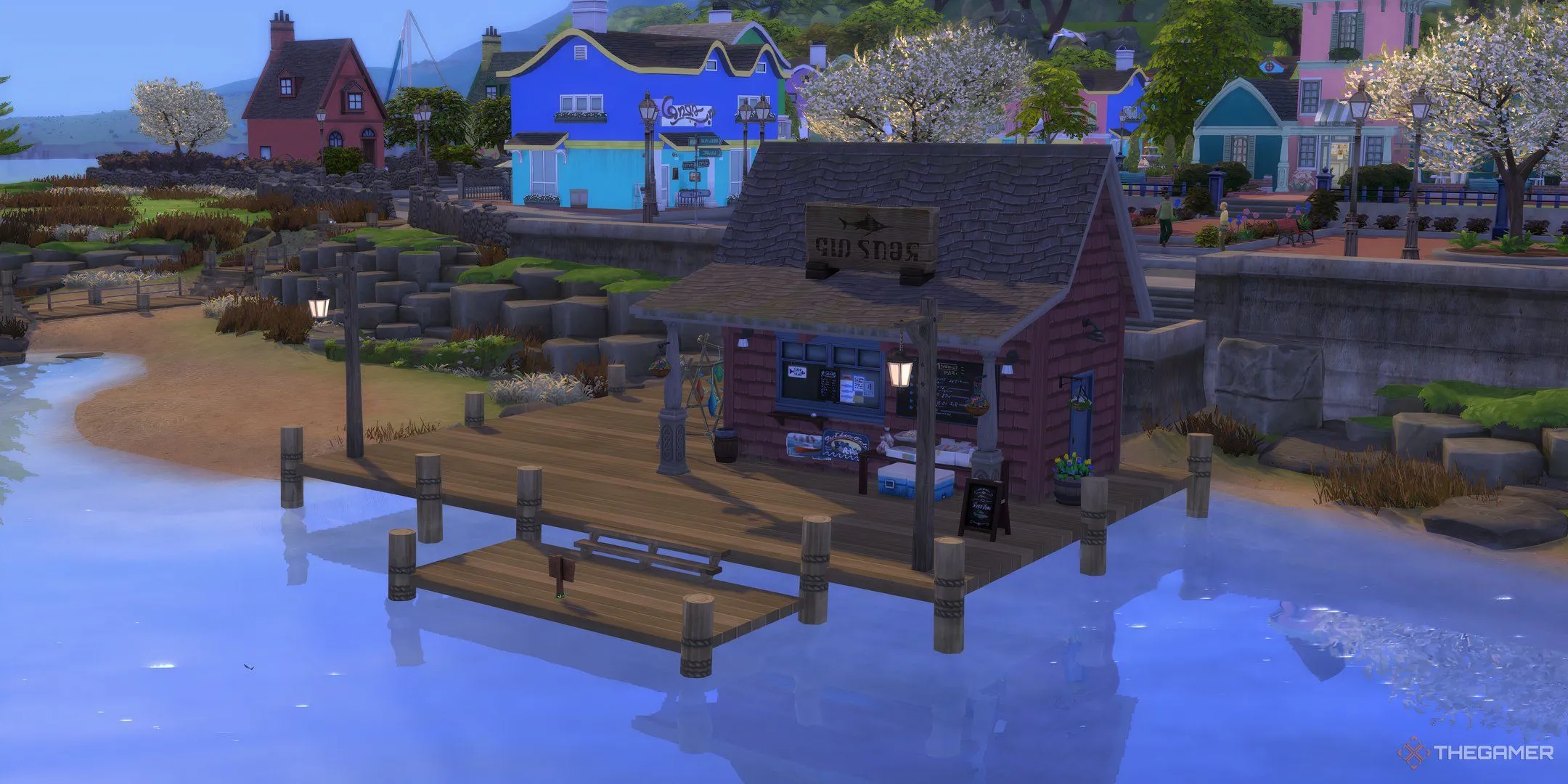 Trạm thu mua cá của Thuyền Trưởng nằm ven bờ biển ở Coast of Adhmor, The Sims 4 Enchanted By Nature.