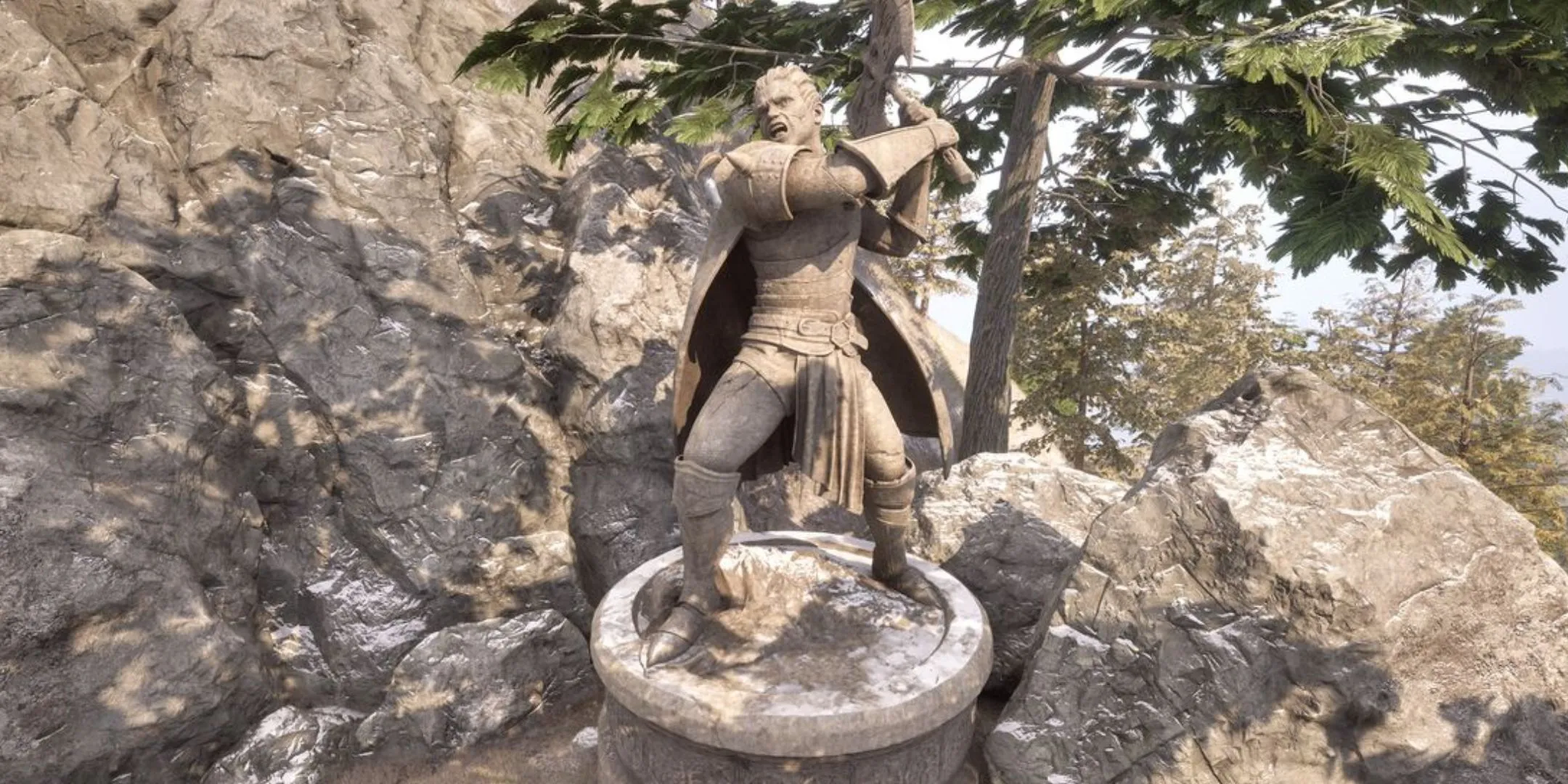 Tượng đền thờ của Boethia trong Oblivion Remastered, một vị thần Daedric bí ẩn.