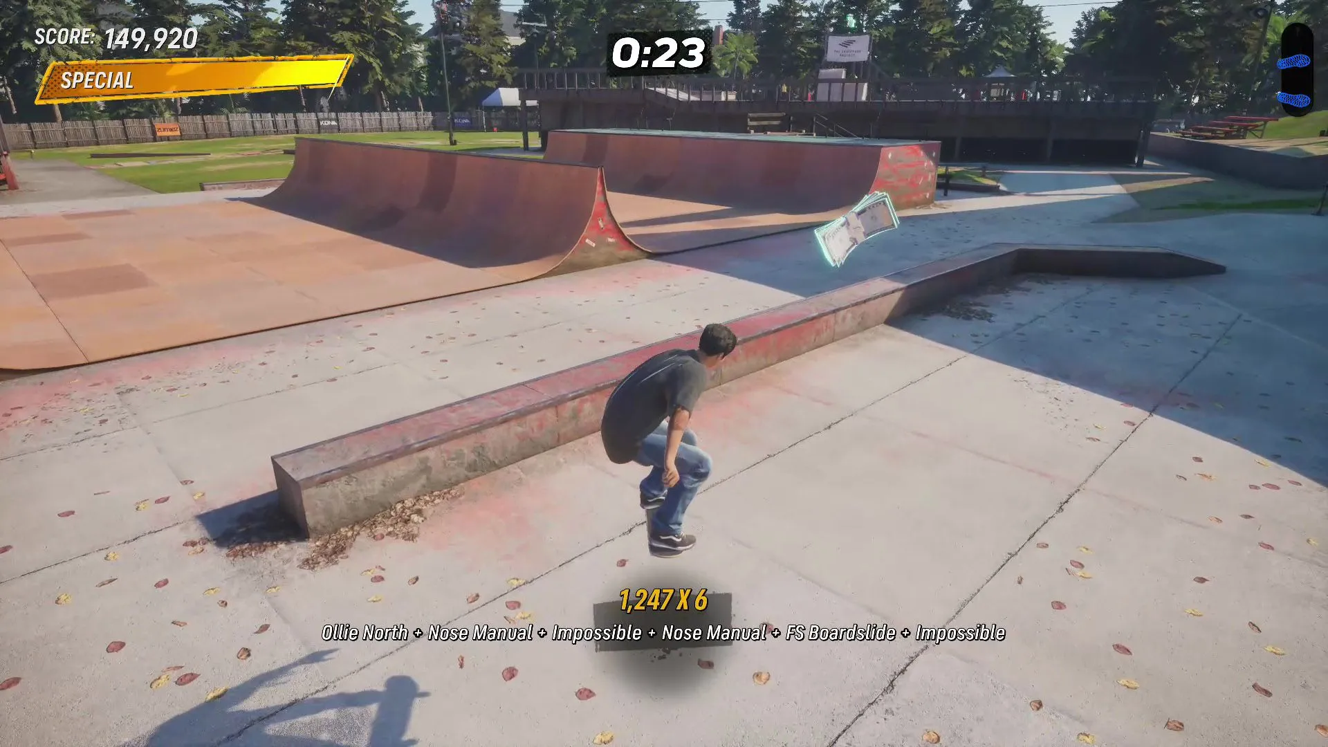 Vị trí cọc tiền thứ hai trên bục grindable phía sau điểm xuất phát ở Kona trong Tony Hawk Pro Skater 3 + 4
