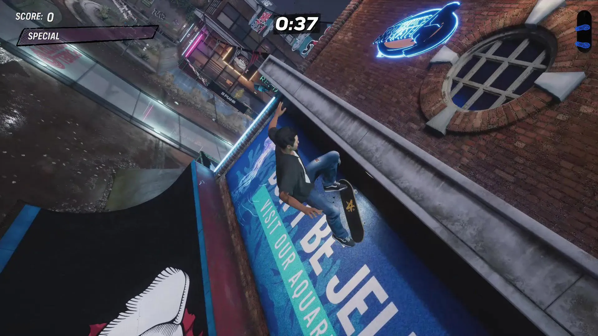 Vị trí Stat Point đầu tiên tại đài phun nước voi trong bản đồ Zoo Tony Hawk's Pro Skater 3 + 4