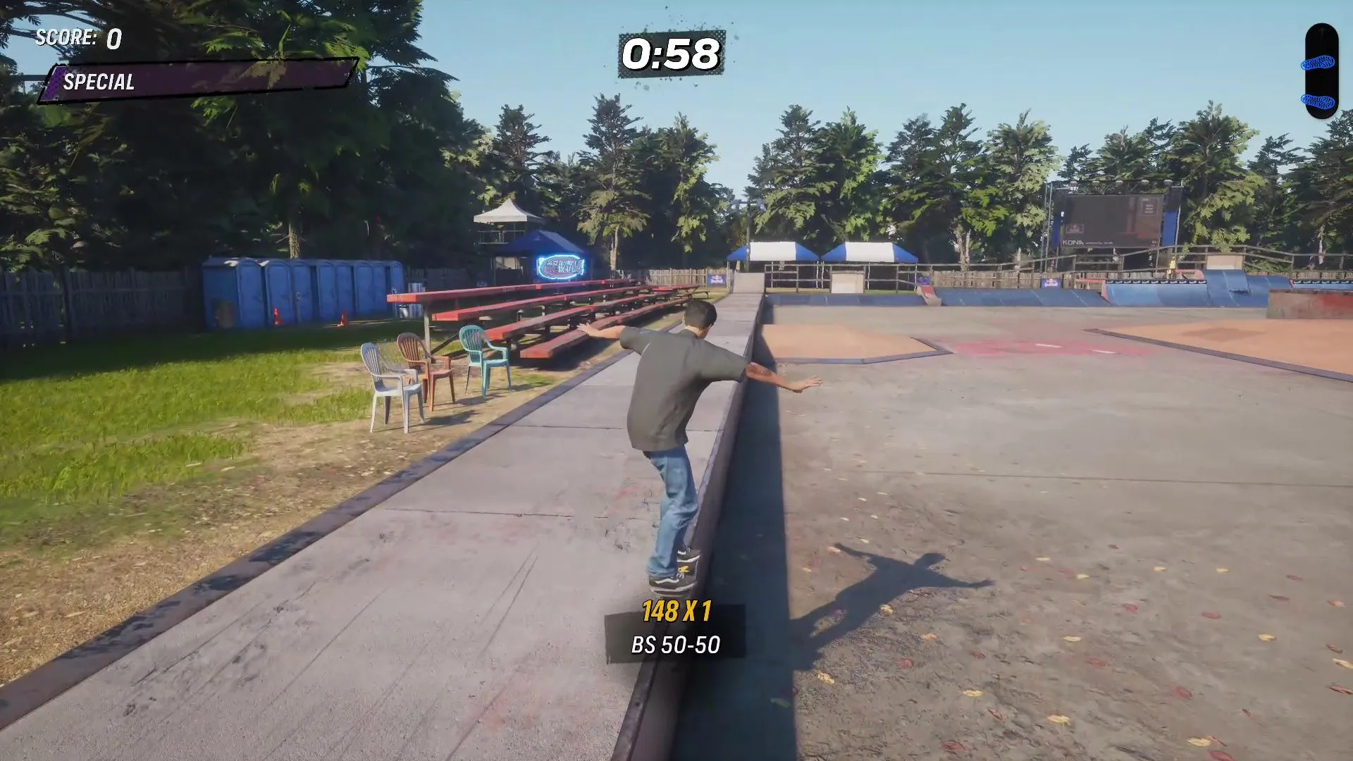 Vị trí Stat Point đầu tiên trên khán đài ở màn Kona trong Tony Hawk Pro Skater 3 + 4