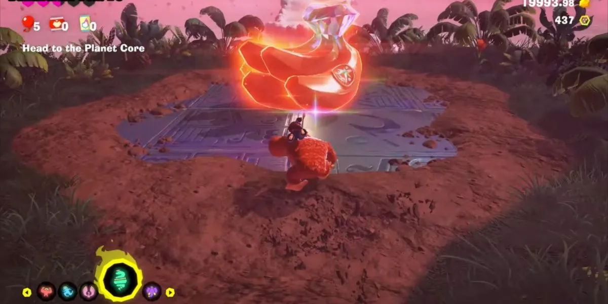 Viên đá Banandium Gem màu tím rực rỡ, giúp tăng năng lượng Bananergy trong Donkey Kong Bananza