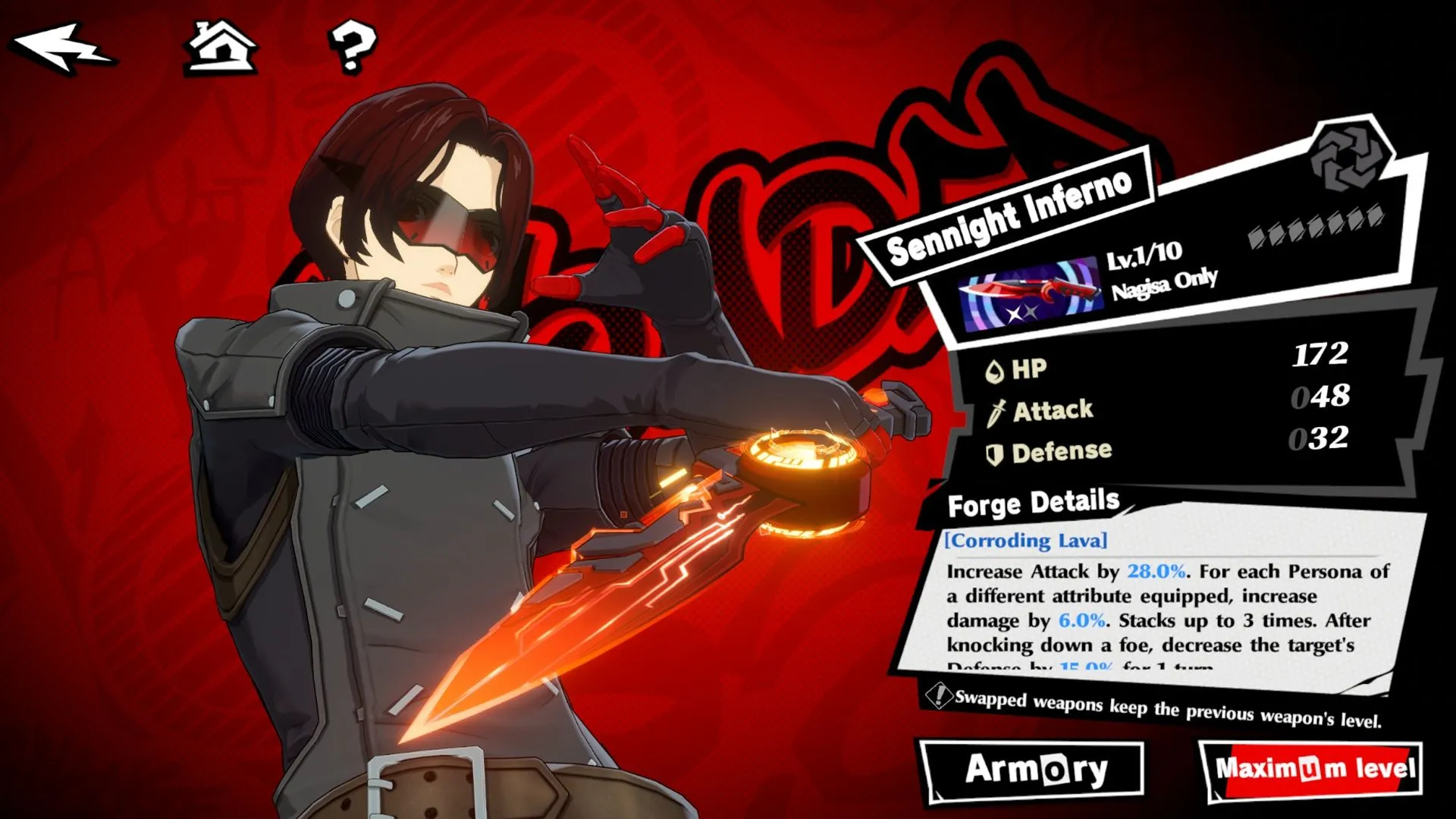 Vũ khí Dagger 5 sao Sennight Inferno cho Wonder trong Persona 5 The Phantom X