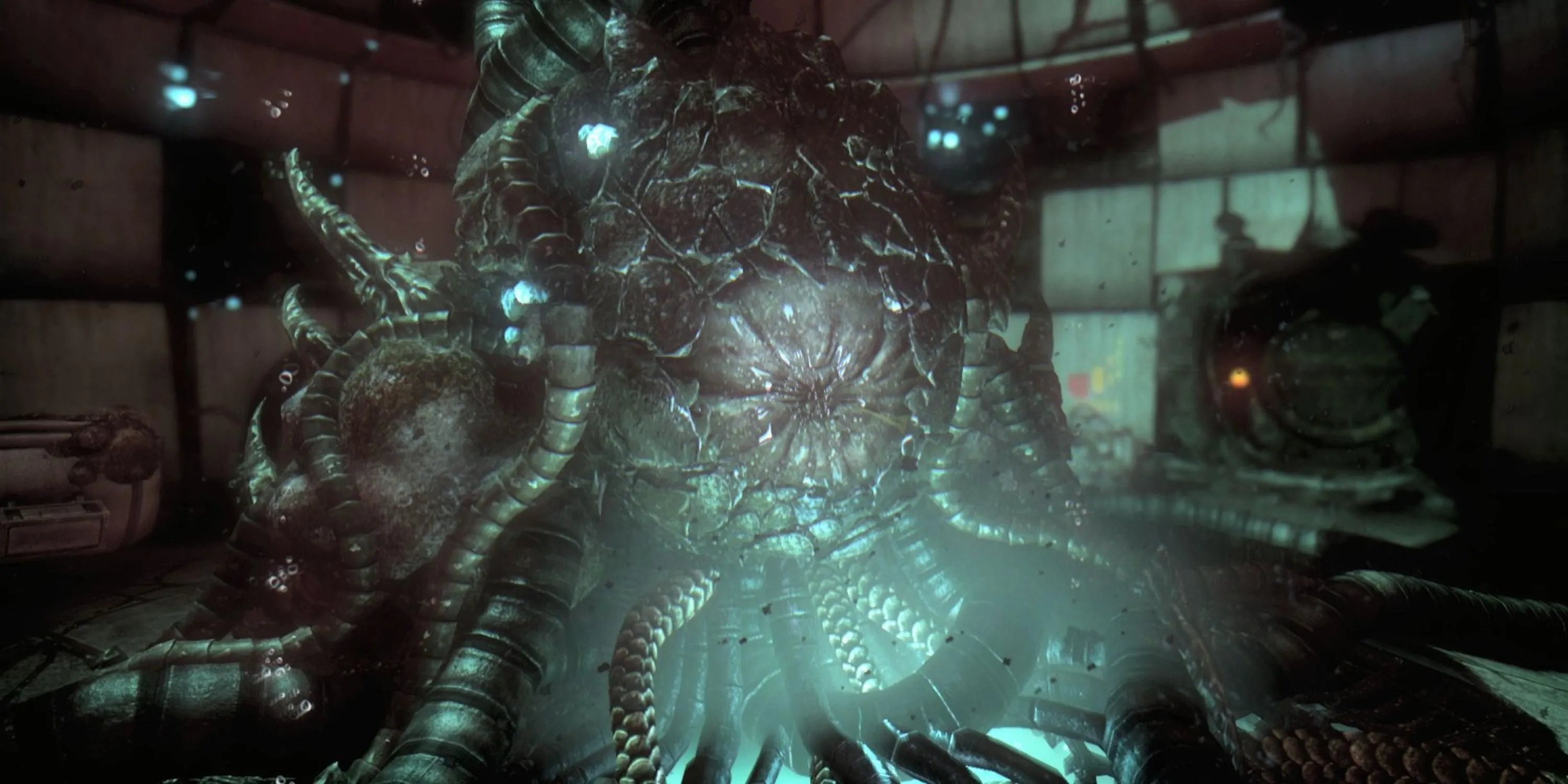WAU, AI điều khiển cơ sở nghiên cứu PATHOS-II dưới đáy biển trong game SOMA, với các sinh vật biến dị và máy móc hữu cơ