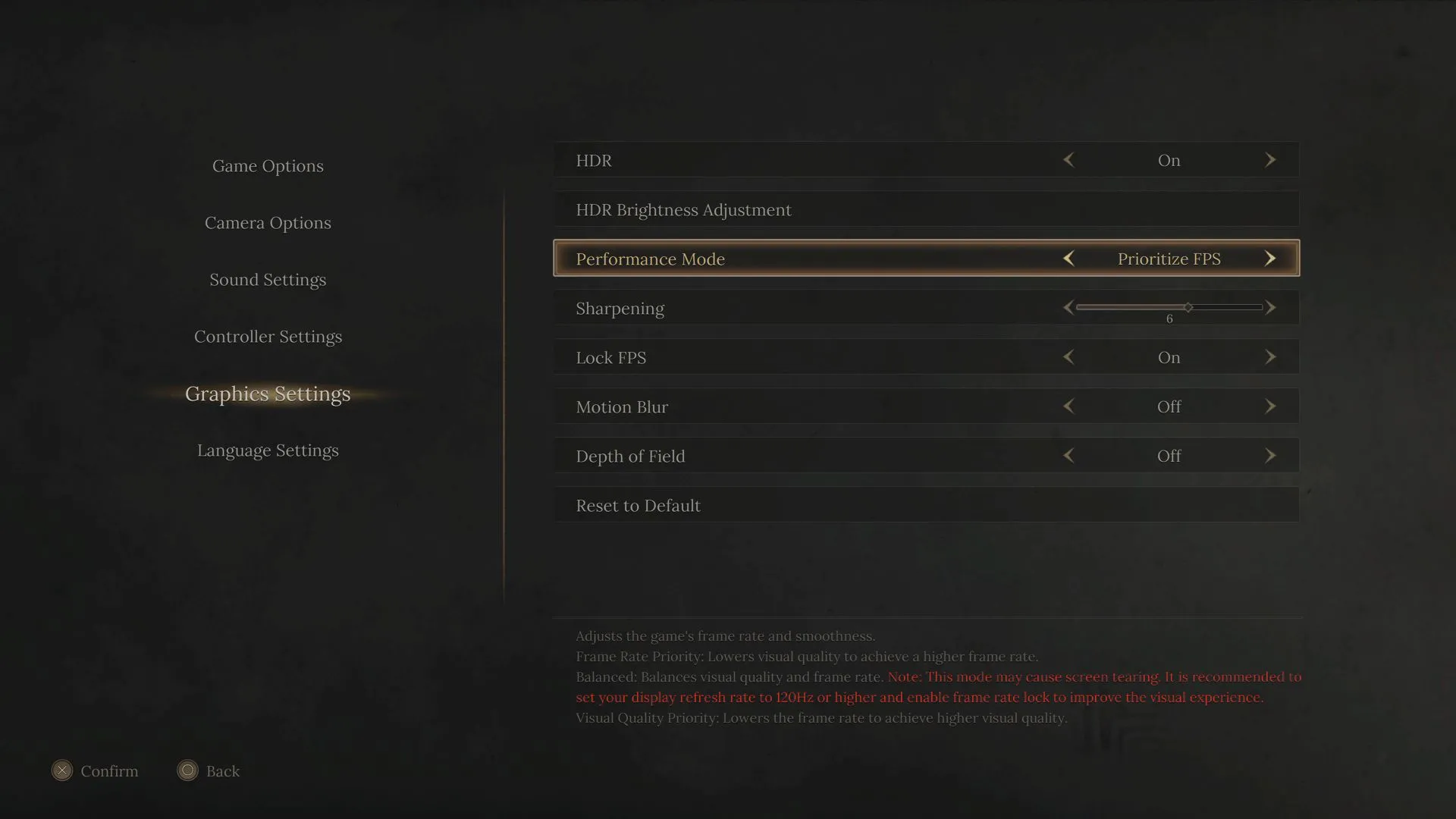 Wuchang Fallen Feathers PS5 Graphics Settings