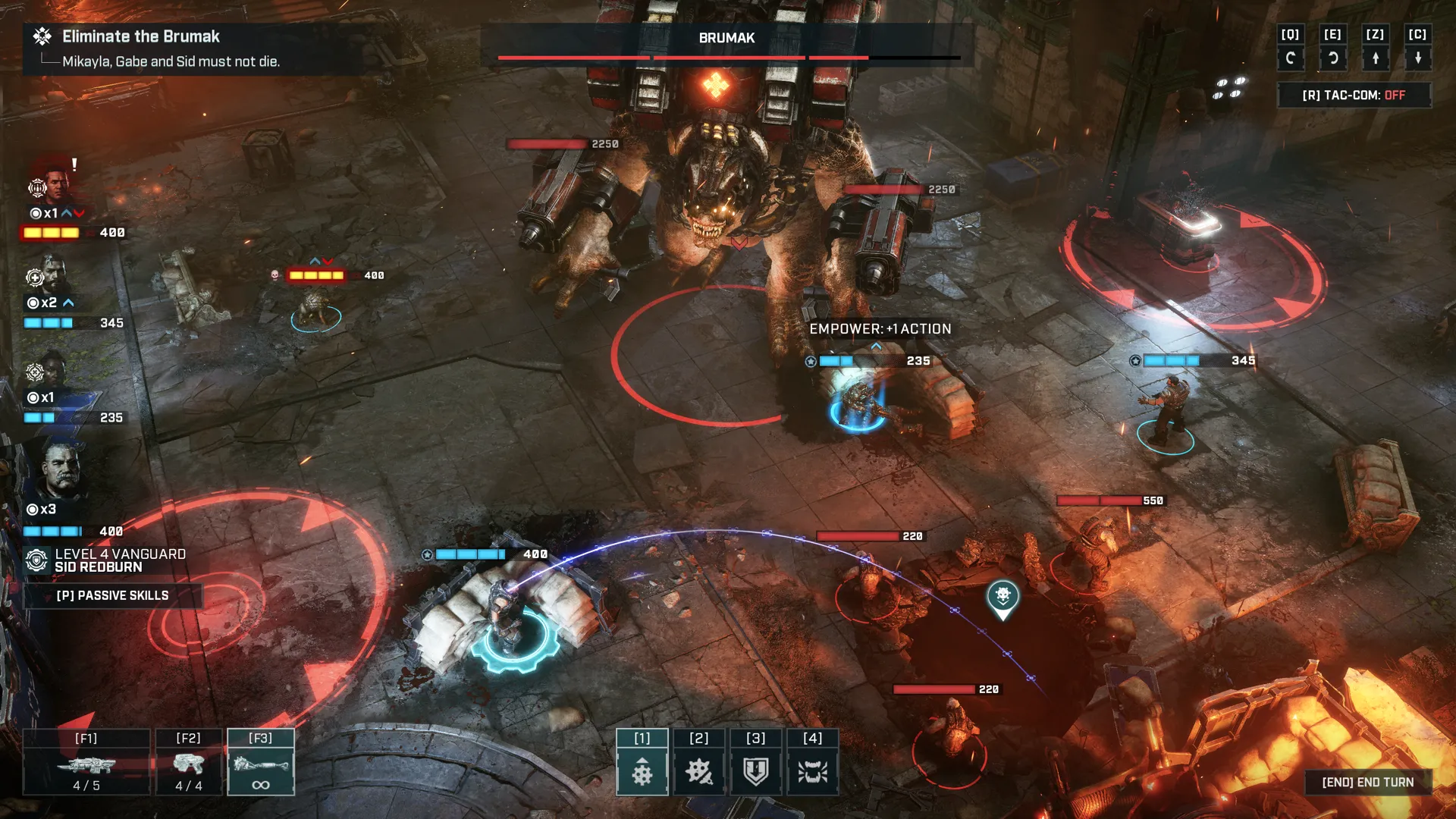 Cảnh gameplay hoành tráng trong Gears Tactics, phô diễn Brumak khổng lồ, minh họa nỗ lực đa dạng hóa lối chơi chiến thuật của thương hiệu Gears.