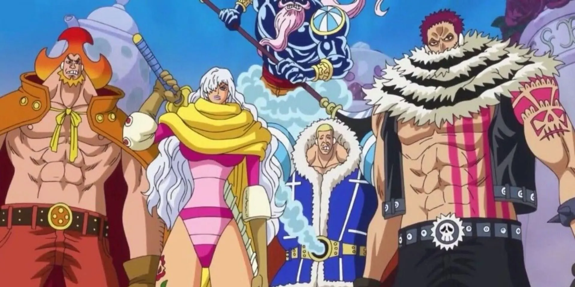 Charlotte Linlin hay Big Mom, với khuôn mặt tức giận và cây quyền trượng Napoleon