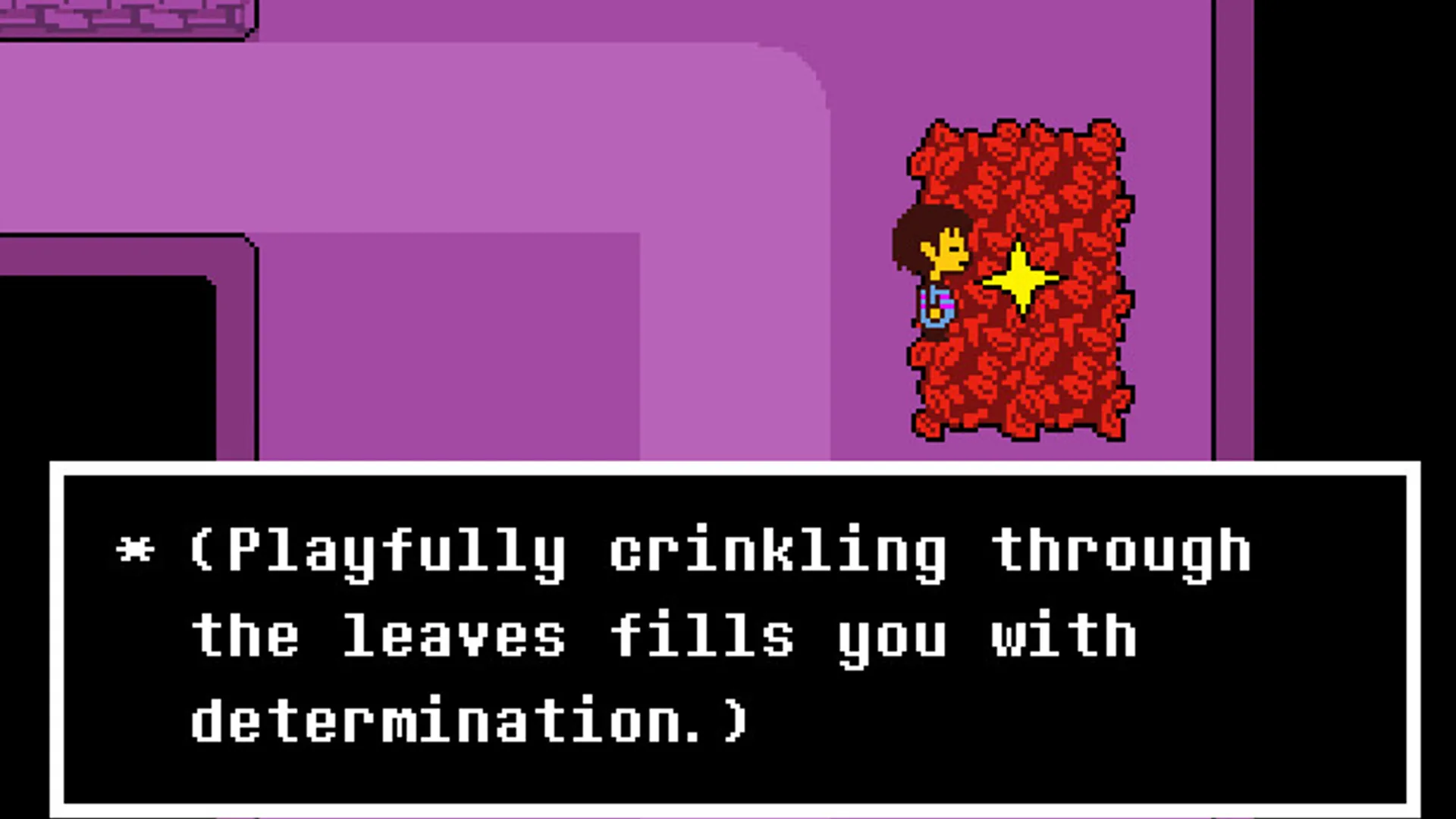 Điểm lưu game ẩn dưới đống lá khô trong thế giới Undertale