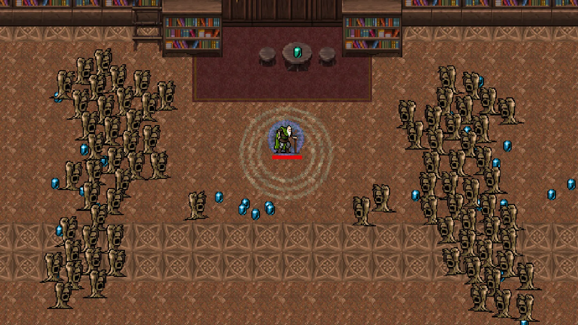 Gameplay Vampire Survivors với hàng loạt kẻ thù và hiệu ứng chiêu thức rực rỡ