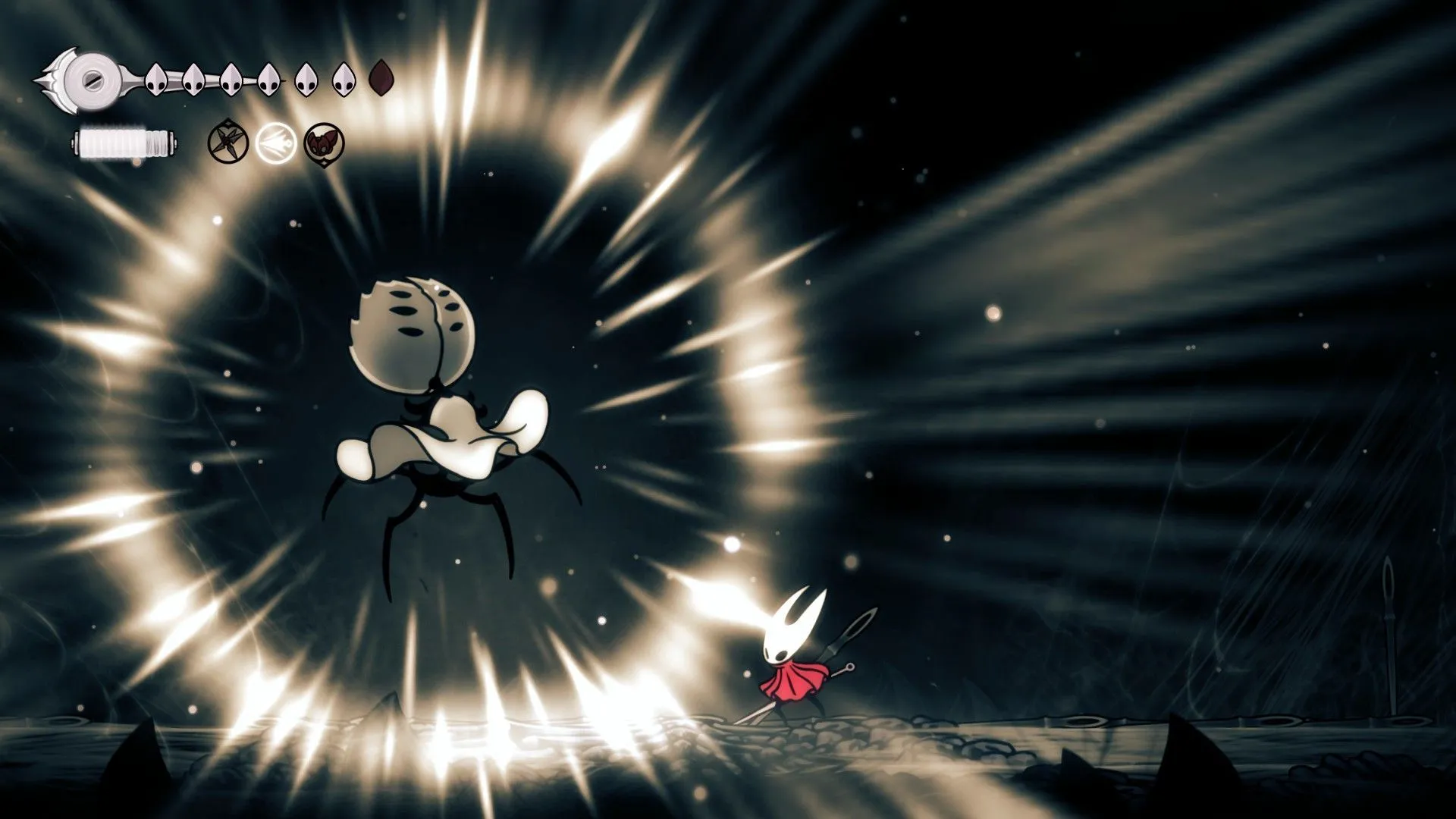 Giai đoạn hai của First Sinner, boss gợi nhớ các thử thách cuối game Hollow Knight gốc với hiệu ứng rune.