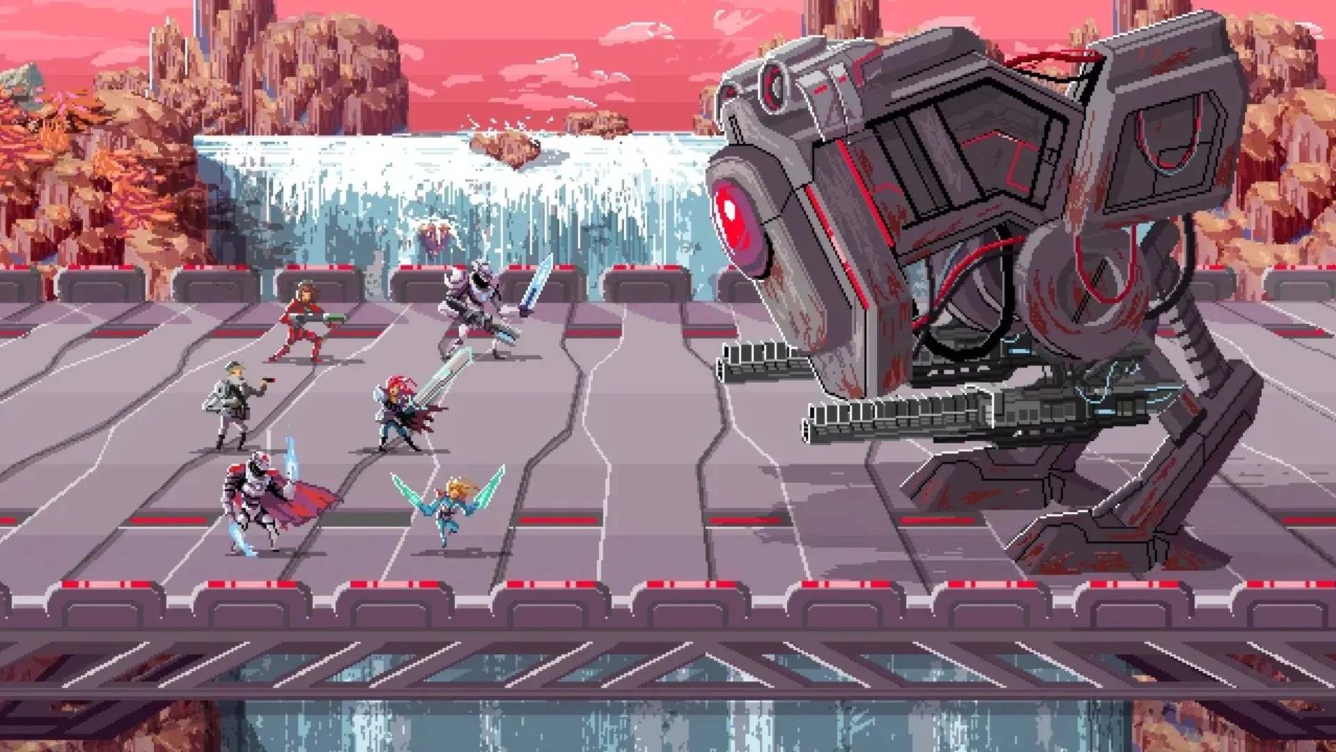 Giao diện chiến đấu Star Renegades với đồ họa pixel art chi tiết và hiệu ứng đẹp mắt
