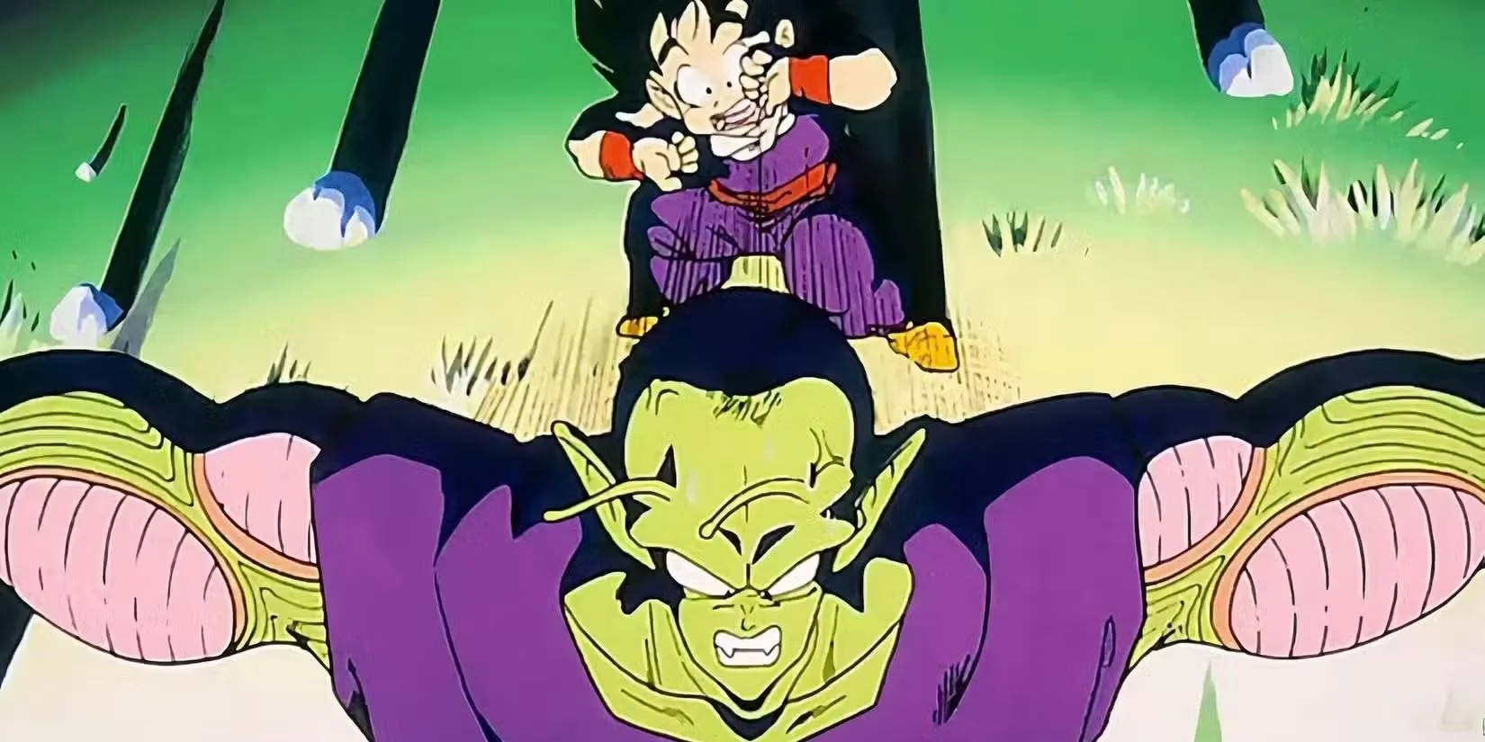 Gohan đối mặt với Nappa và Vegeta trong Saiyan Saga, một đứa trẻ bị đẩy vào tuyến đầu chiến trận.