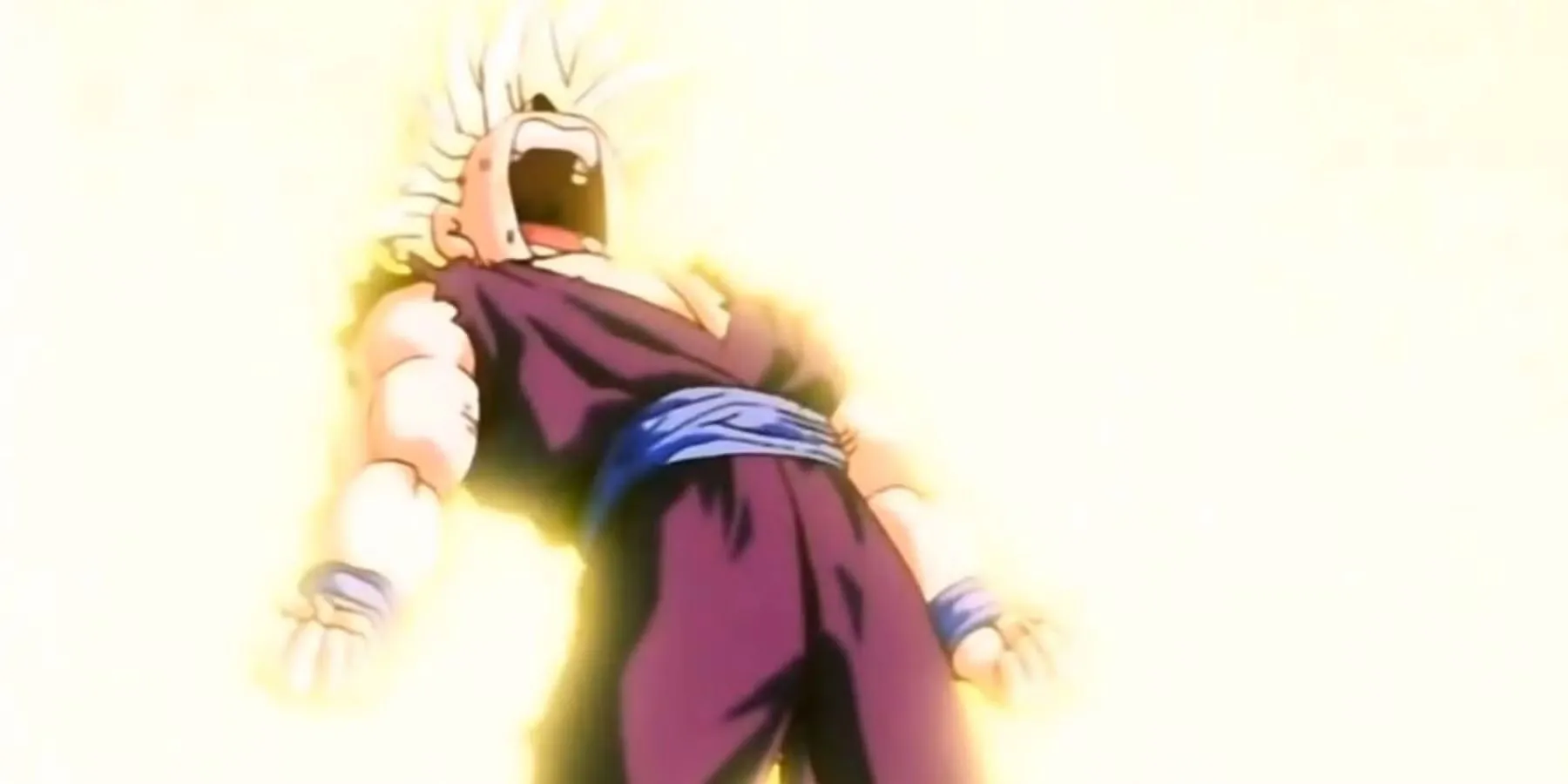 Gohan trong Cell Games, bùng nổ sức mạnh Super Saiyan 2 sau khi bị dồn đến giới hạn.
