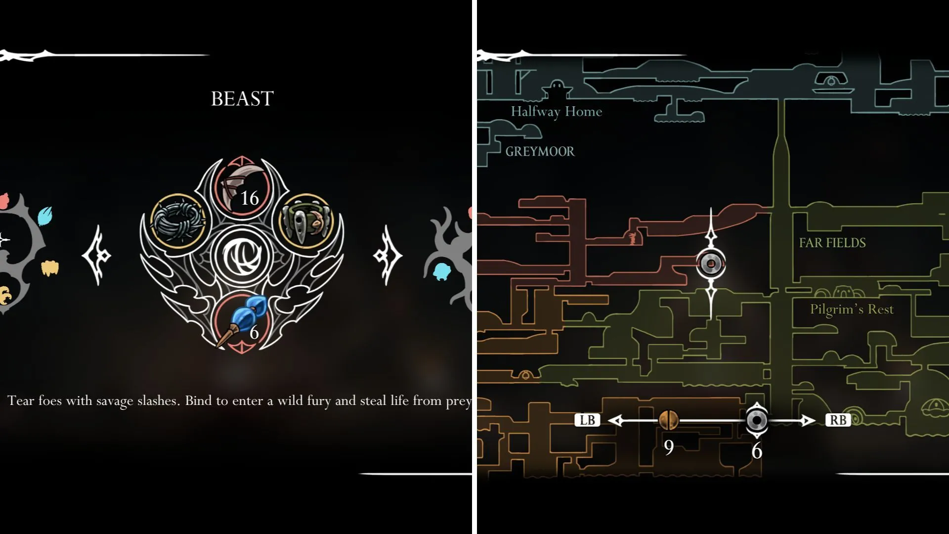 Hornet đối đầu kẻ thù với Beast Crest, thể hiện chiến lược lifesteal nhưng đòi hỏi kỹ năng cao để kiểm soát các đòn tấn công đặc biệt.