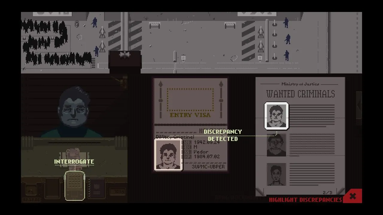 Kiểm tra giấy tờ tùy thân để tìm điểm bất thường trong game Papers, Please
