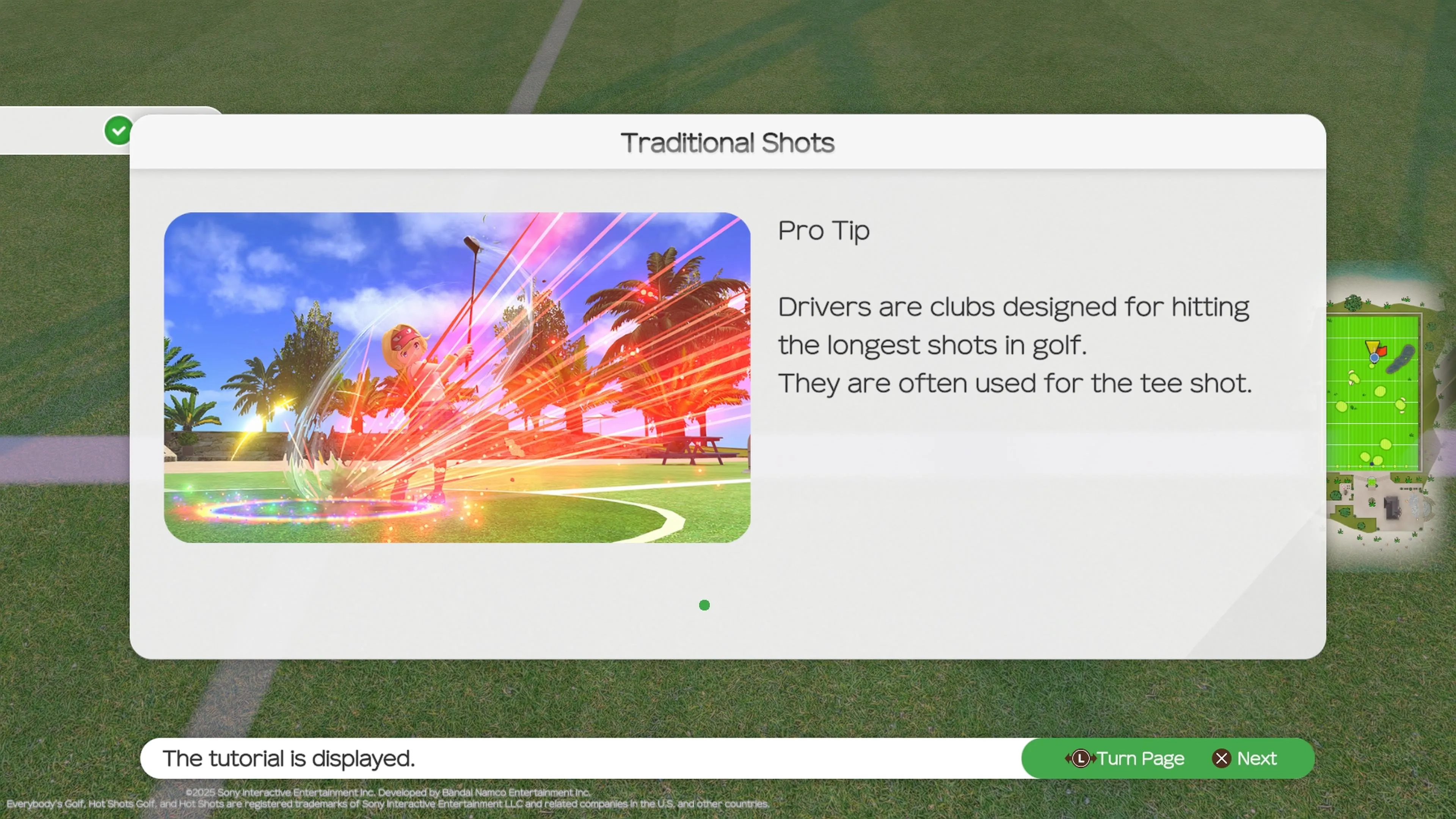 Một hướng dẫn khác trong game Everybody's Golf Hot Shots minh họa chi tiết các thông số ảnh hưởng đến cú đánh như độ cao, góc gió, và loại gậy được sử dụng, với đồ họa rõ ràng.