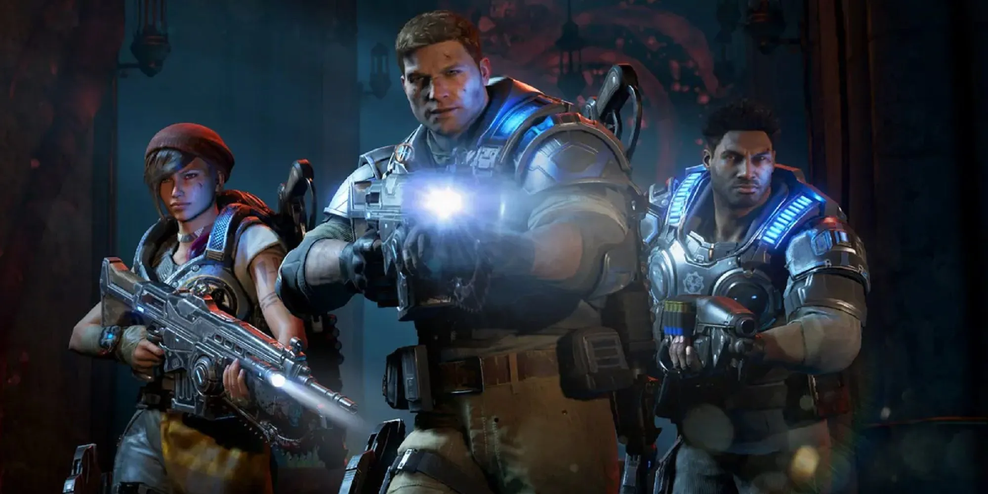 Thế hệ nhân vật mới: JD, Kait và Del trong Gears of War 4, đánh dấu kỷ nguyên The Coalition và chiến lược phát triển IP bền vững sau Epic Games.