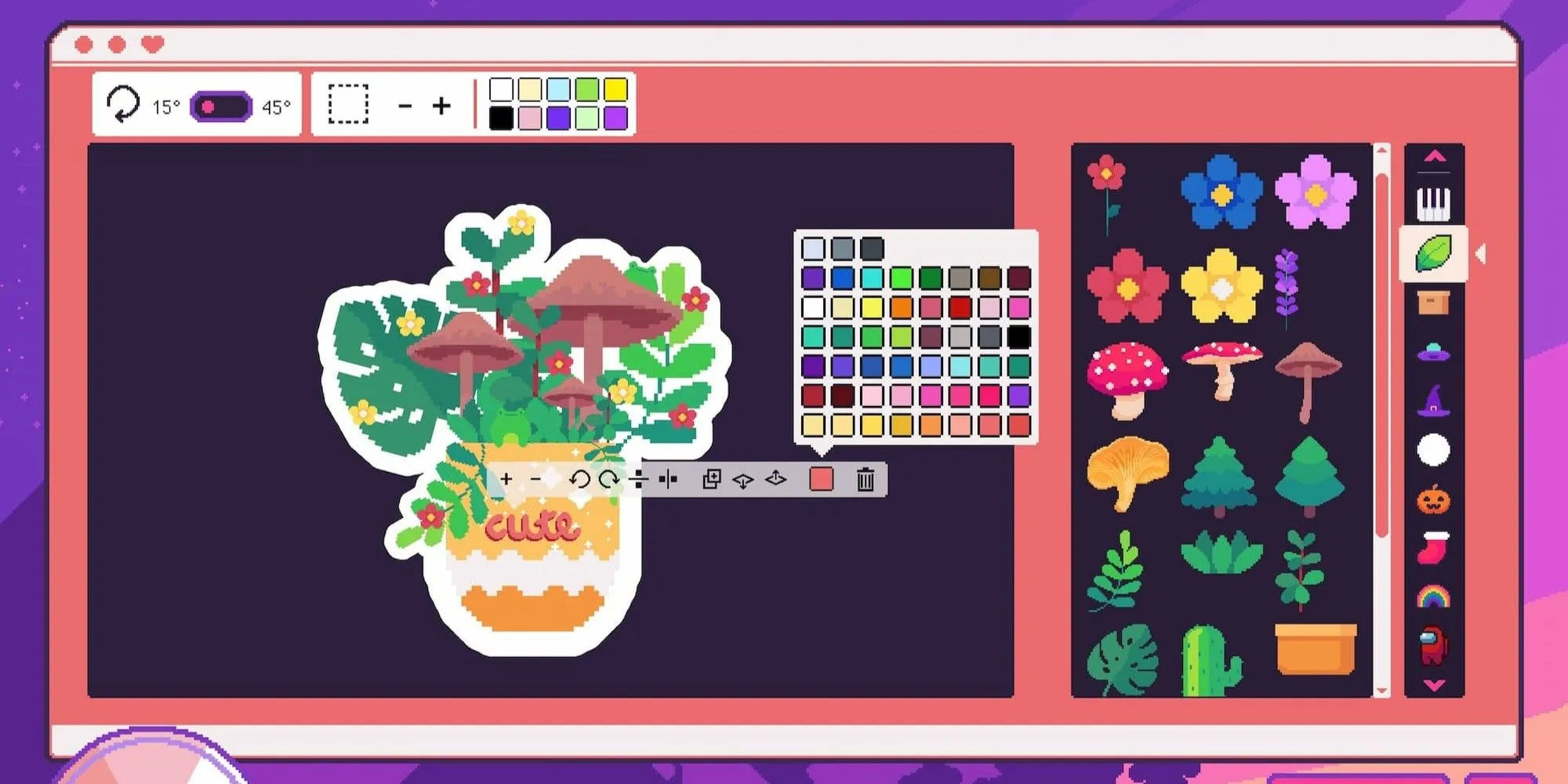 Thiết kế sticker trong game Sticky Business, cho thấy gameplay đơn điệu và thiếu chiều sâu như một ứng dụng thiết kế cơ bản
