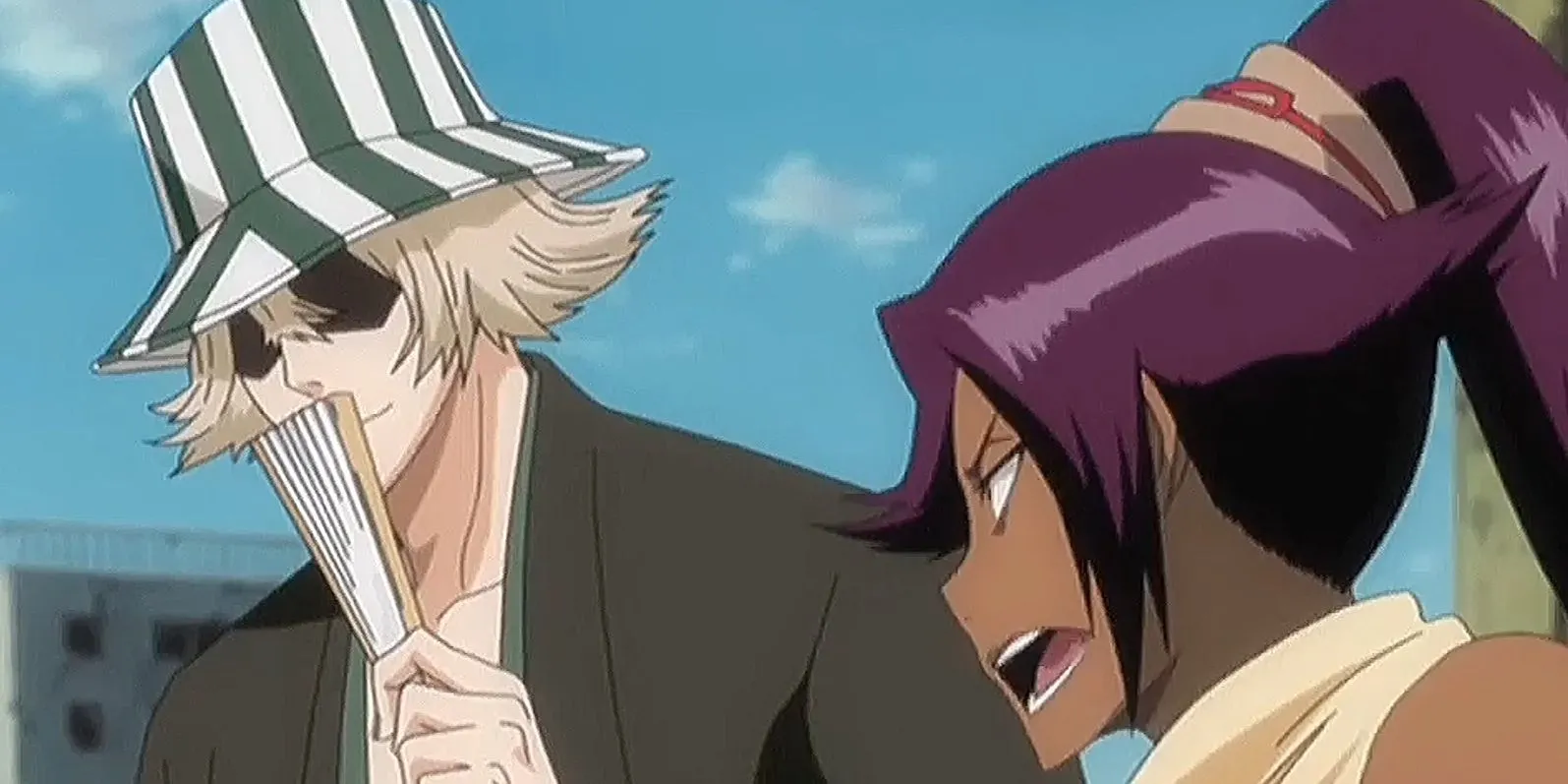 Urahara Kisuke và Yoruichi Shihoin trong trang phục Soul Reaper, thể hiện sự ăn ý và phong thái tự tin