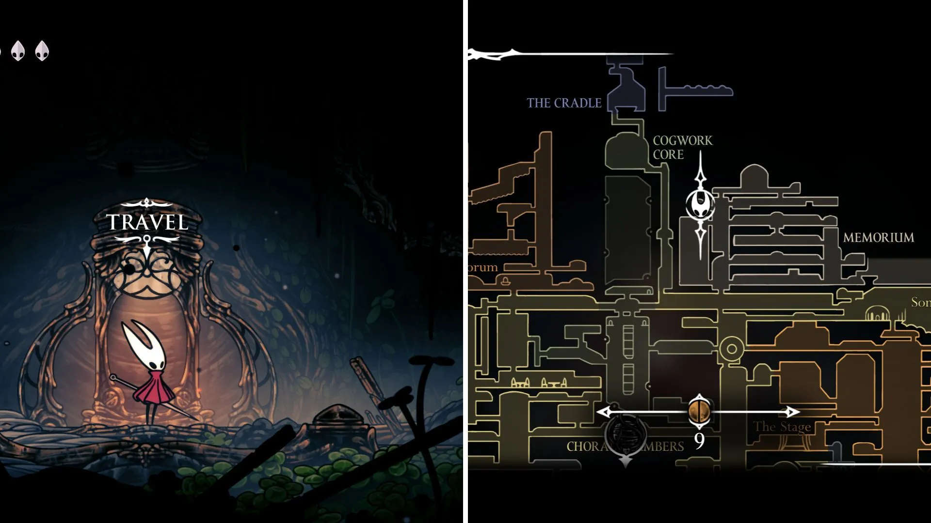 Vị trí trạm Ventrica Memorium ở phía tây bắc bản đồ Silksong